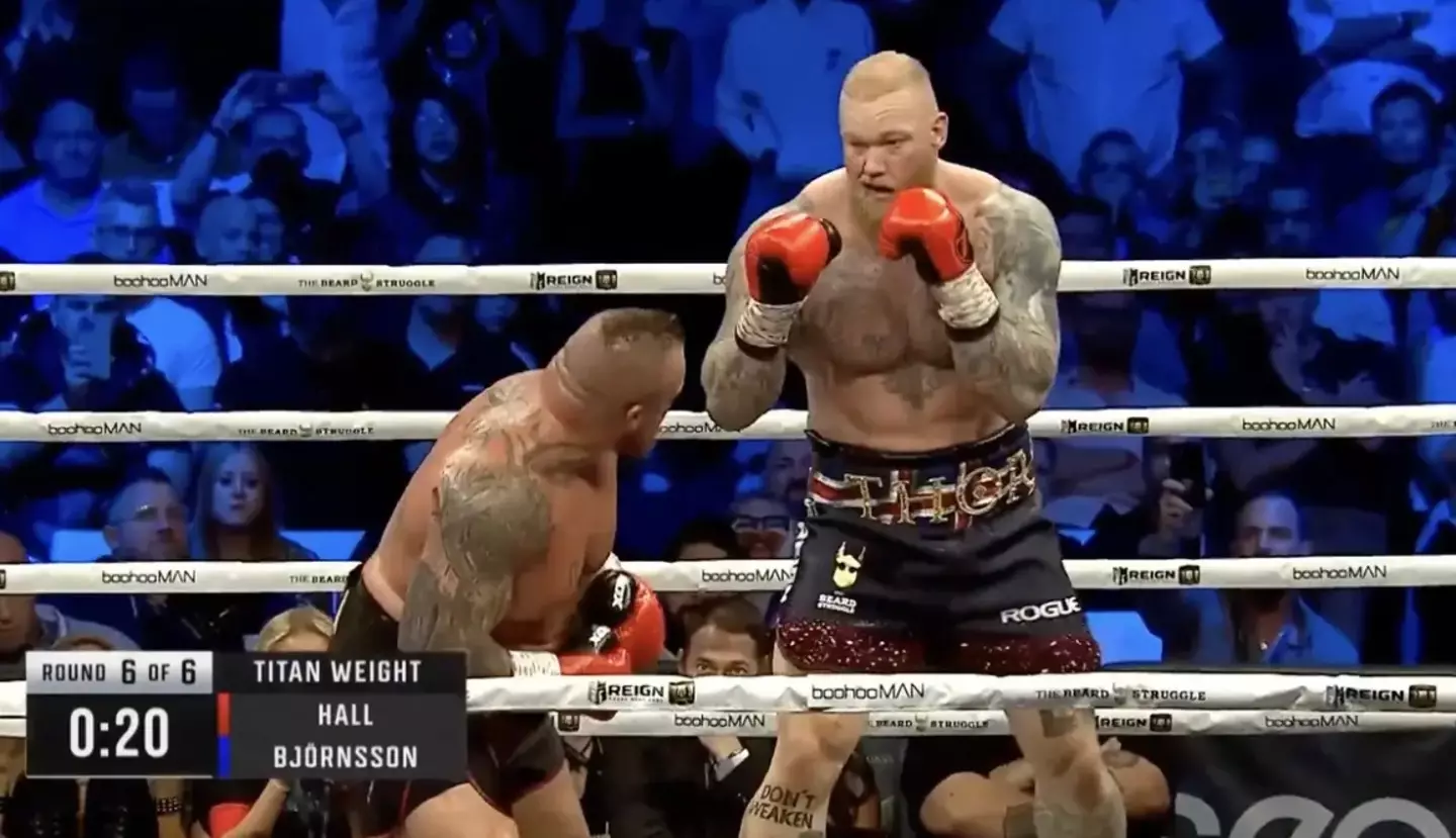 Bjornsson beat Hall in their long-awaited boxing match (Image: SEGI.TV)