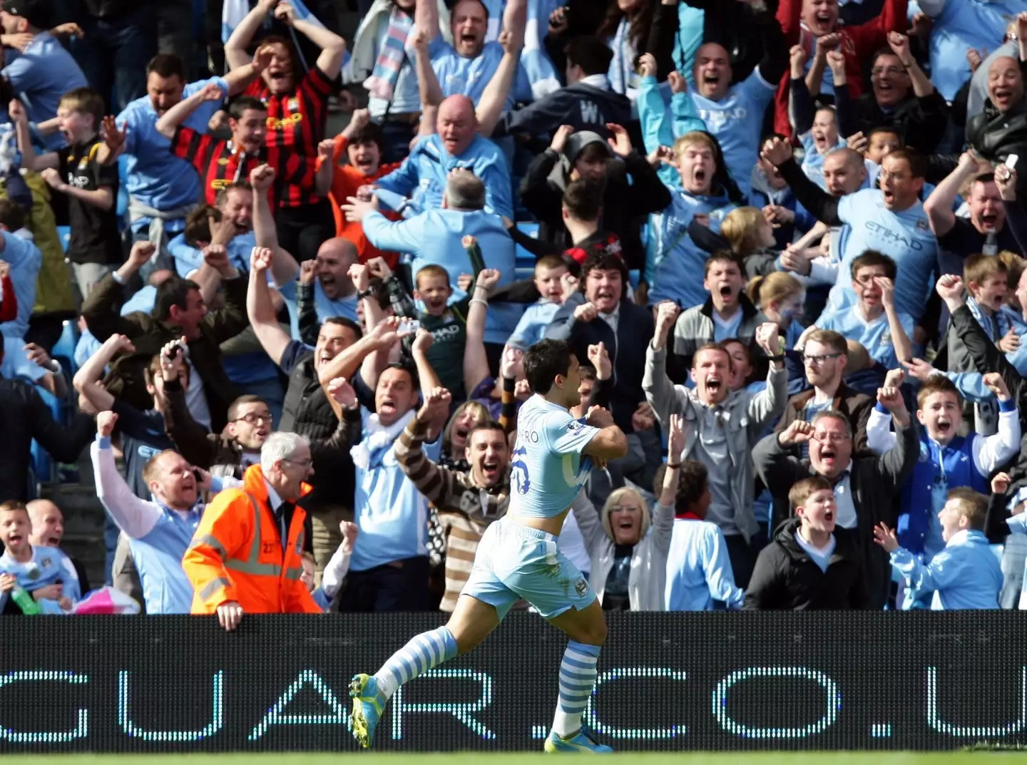 Aguero wrote his name into Manchester City's history books with the title-winning goal against QPR (Image credit: Alamy)