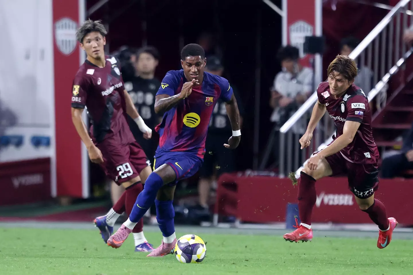 Marcus Rashford made his Barcelona debut against Vissel Kobe on Sunday. Image: Getty