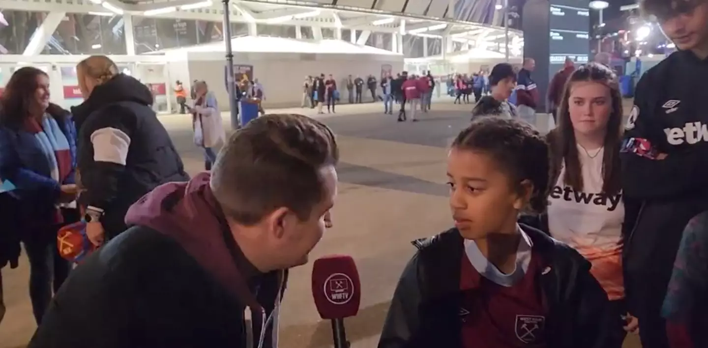 The passionate young Hammers fan did not hold back. (