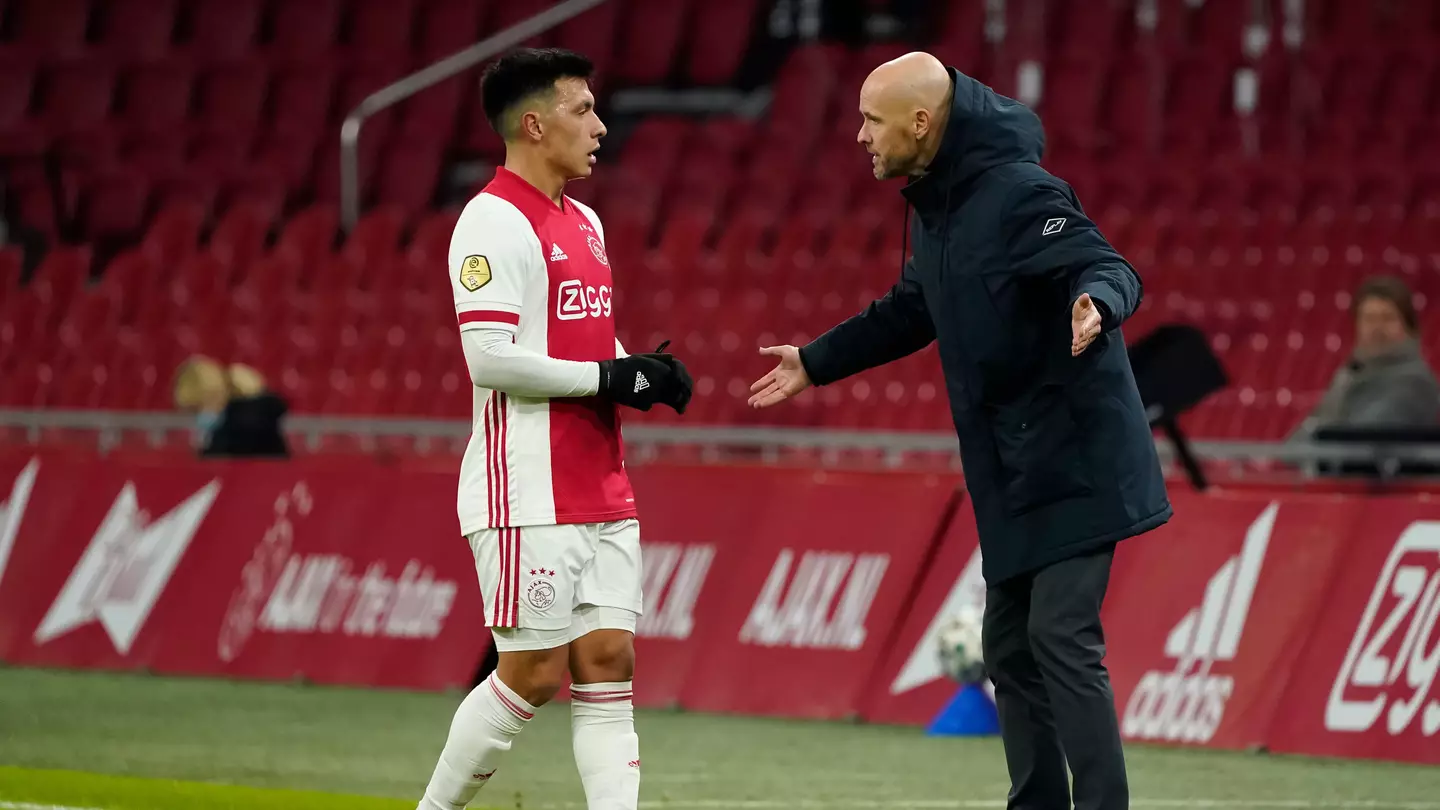 Lisandro Martinez and Erik ten Hag. (Alamy)