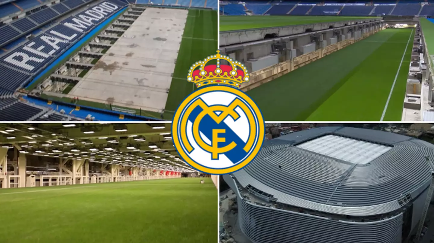 Footage shows how Real Madrid's new-look retractable pitch works at the Bernabeu, it's truly breathtaking