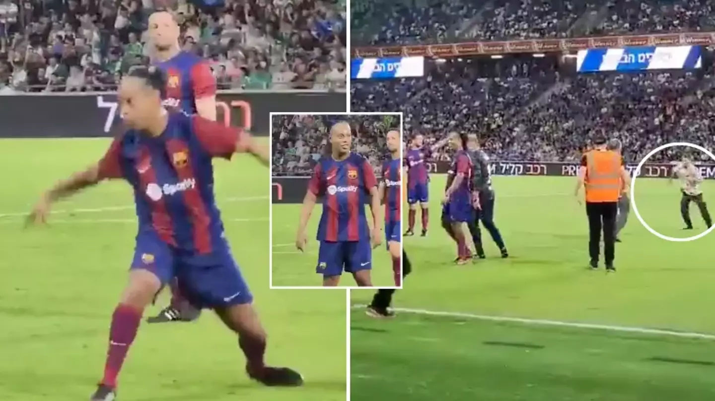 Ronaldinho shows he's still got skills after sending pitch-invader for a hotdog