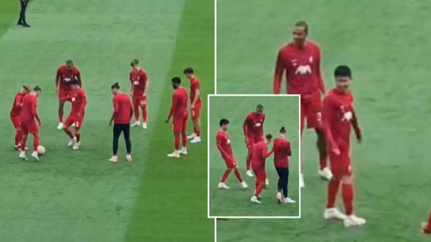 Liverpool fans get their first look at Wataru Endo in pre-match rondo