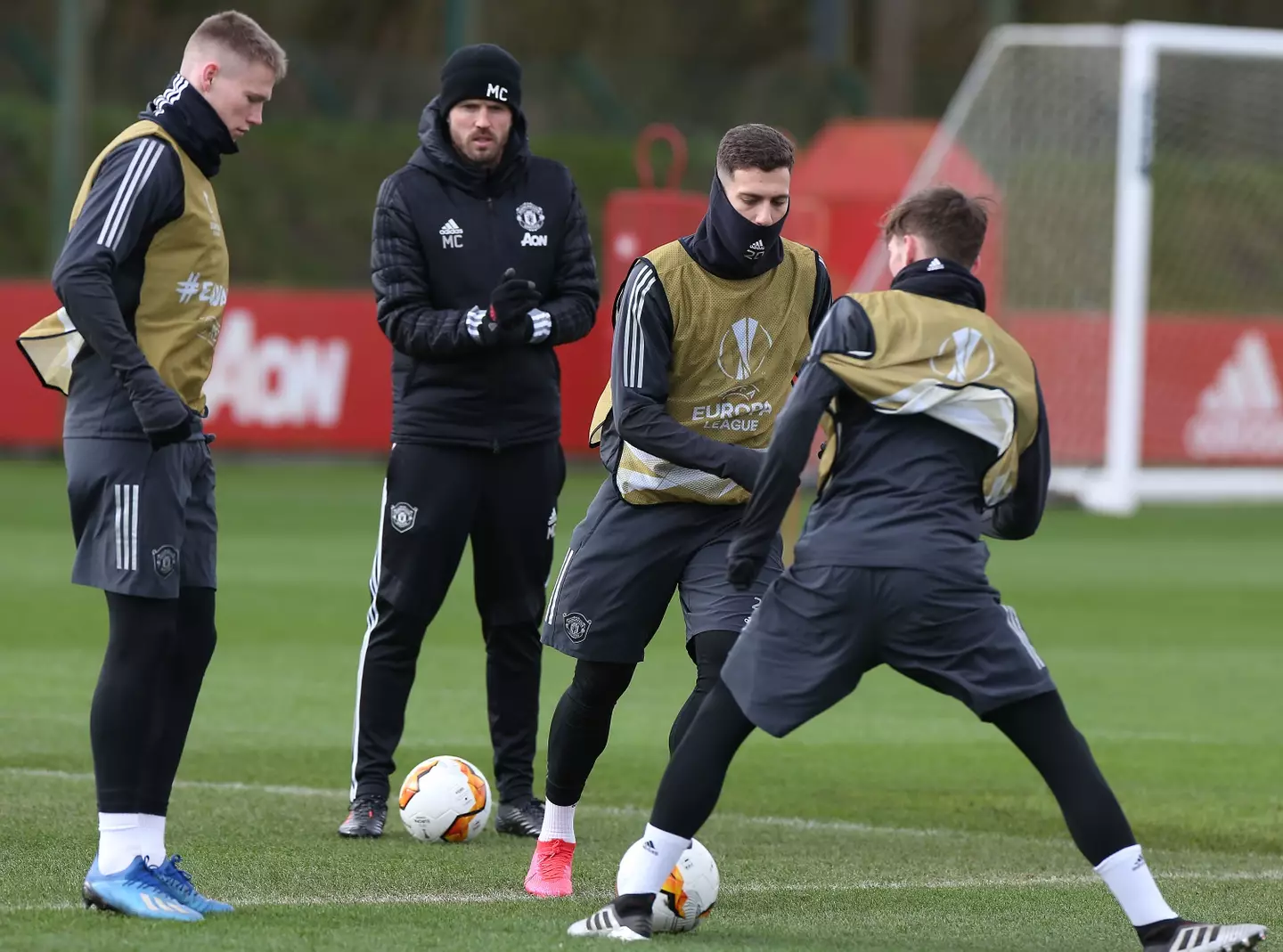 Michael Carrick leads a Manchester United training session during his time as a coach. Image: Getty