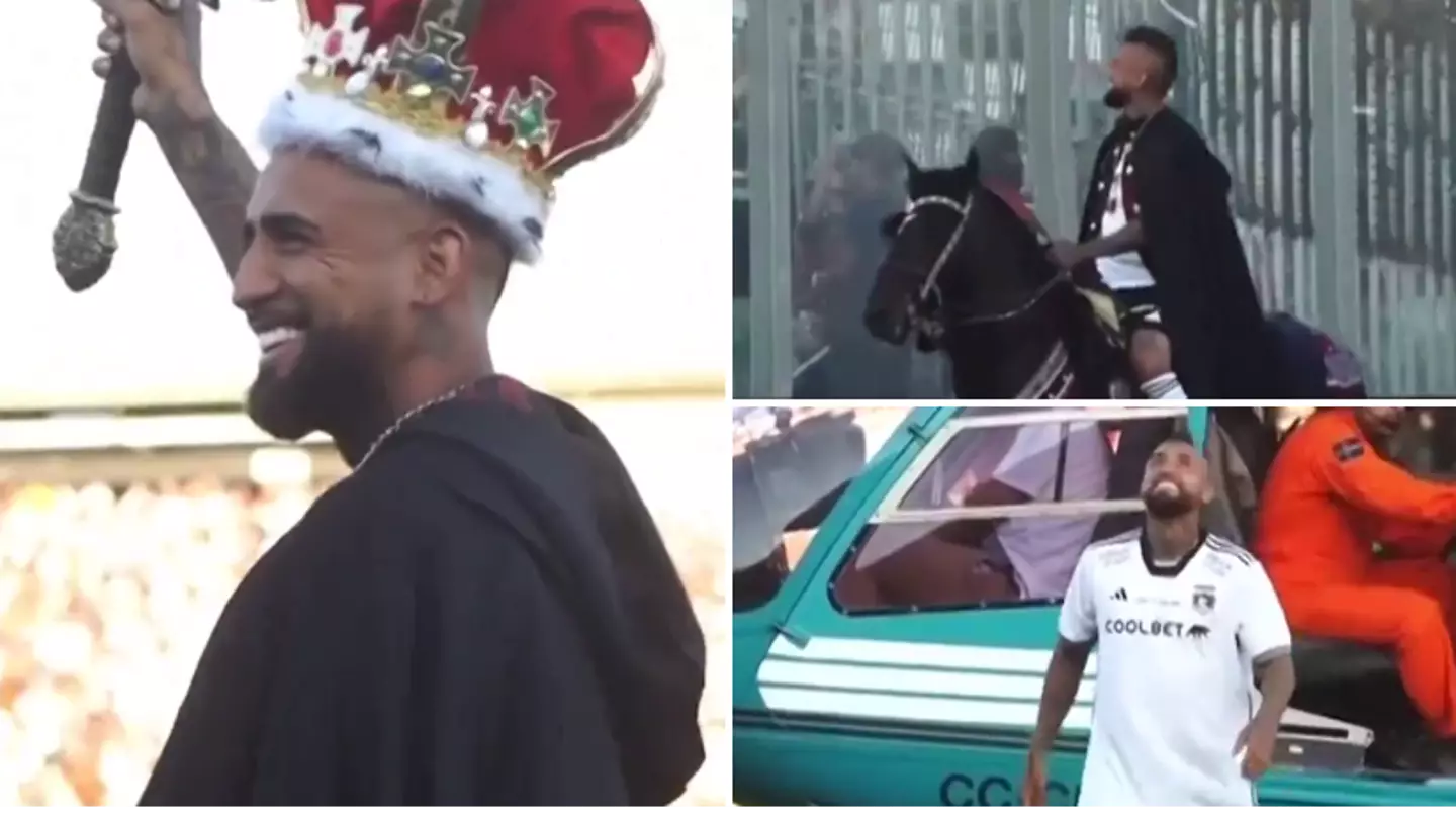 Ex-Barcelona and Bayern Munich star receives bonkers transfer unveiling involving a helicopter, horse and sword