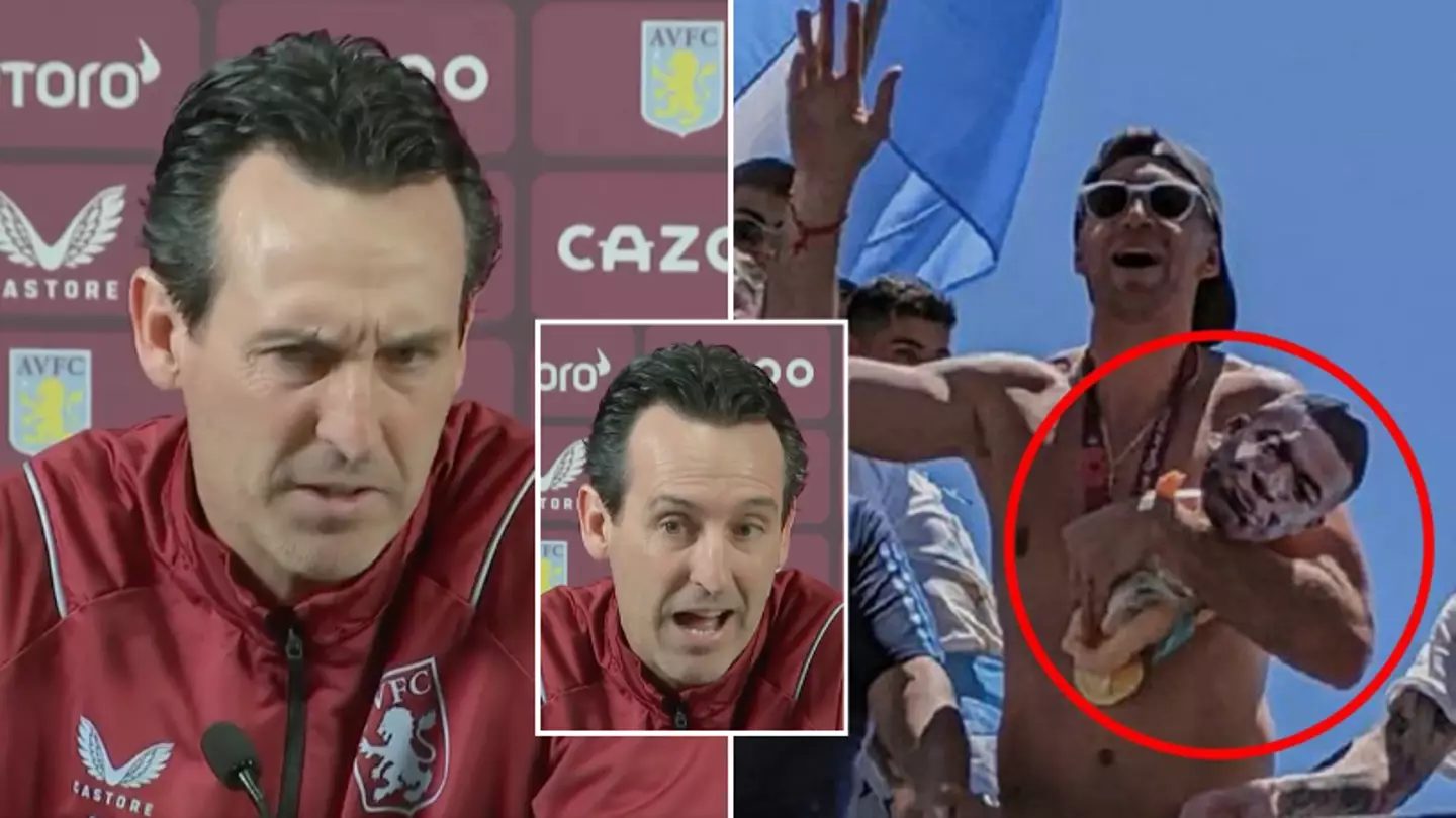 Aston Villa manager Unai Emery doesn't seem too impressed with Emiliano Martínez's celebrations