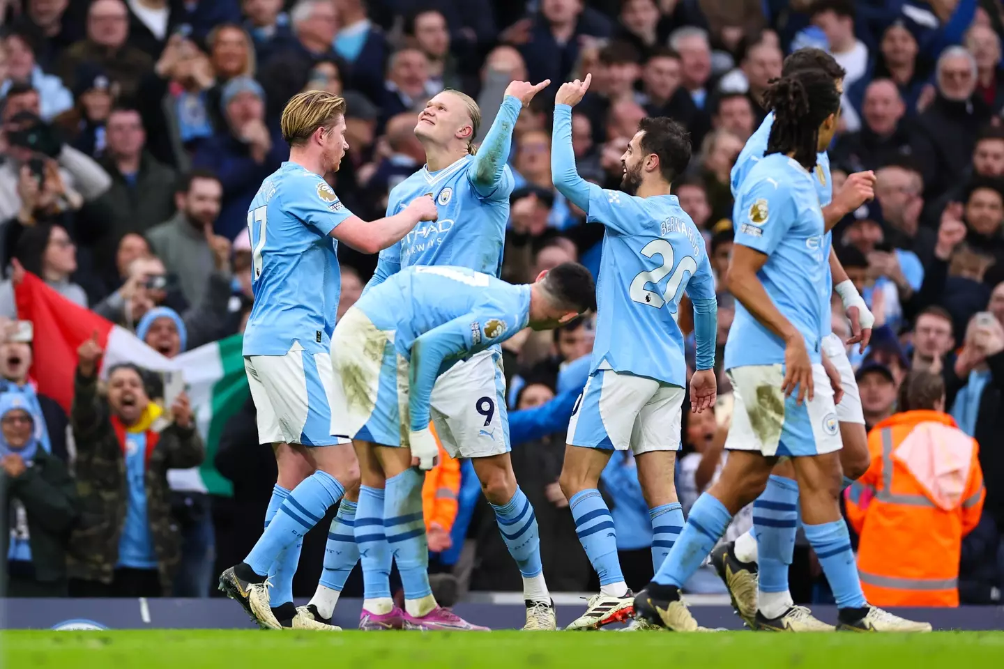 Erling Haaland scored Man City's third goal in the victory over Manchester United. (