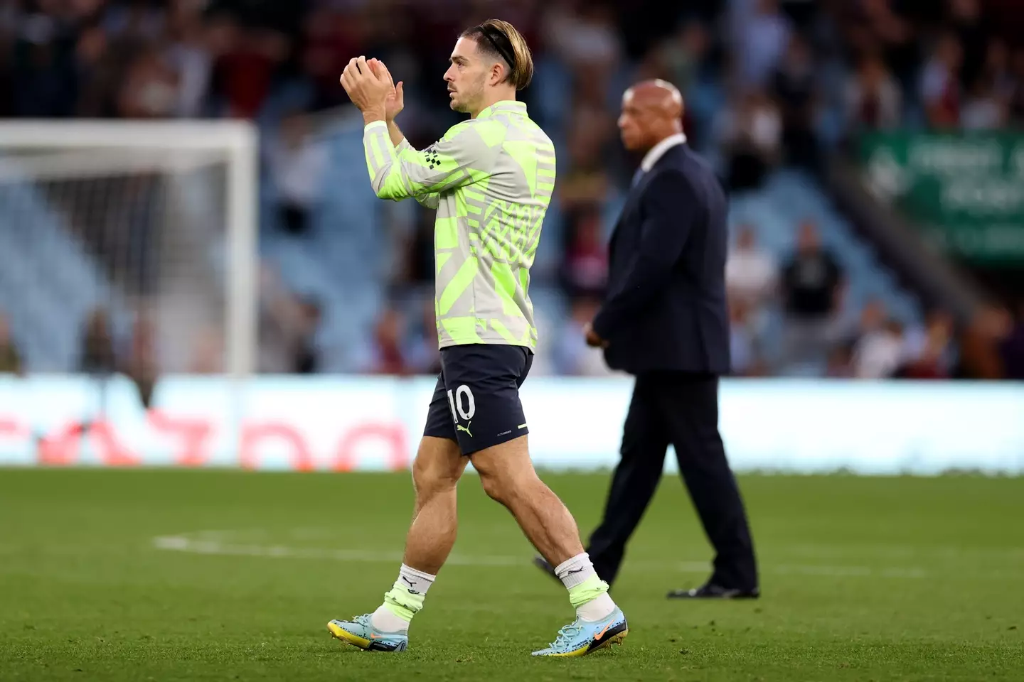 Jack Grealish applauds the Villa Park faithful after Manchester City's game with Aston Villa. Image: Getty