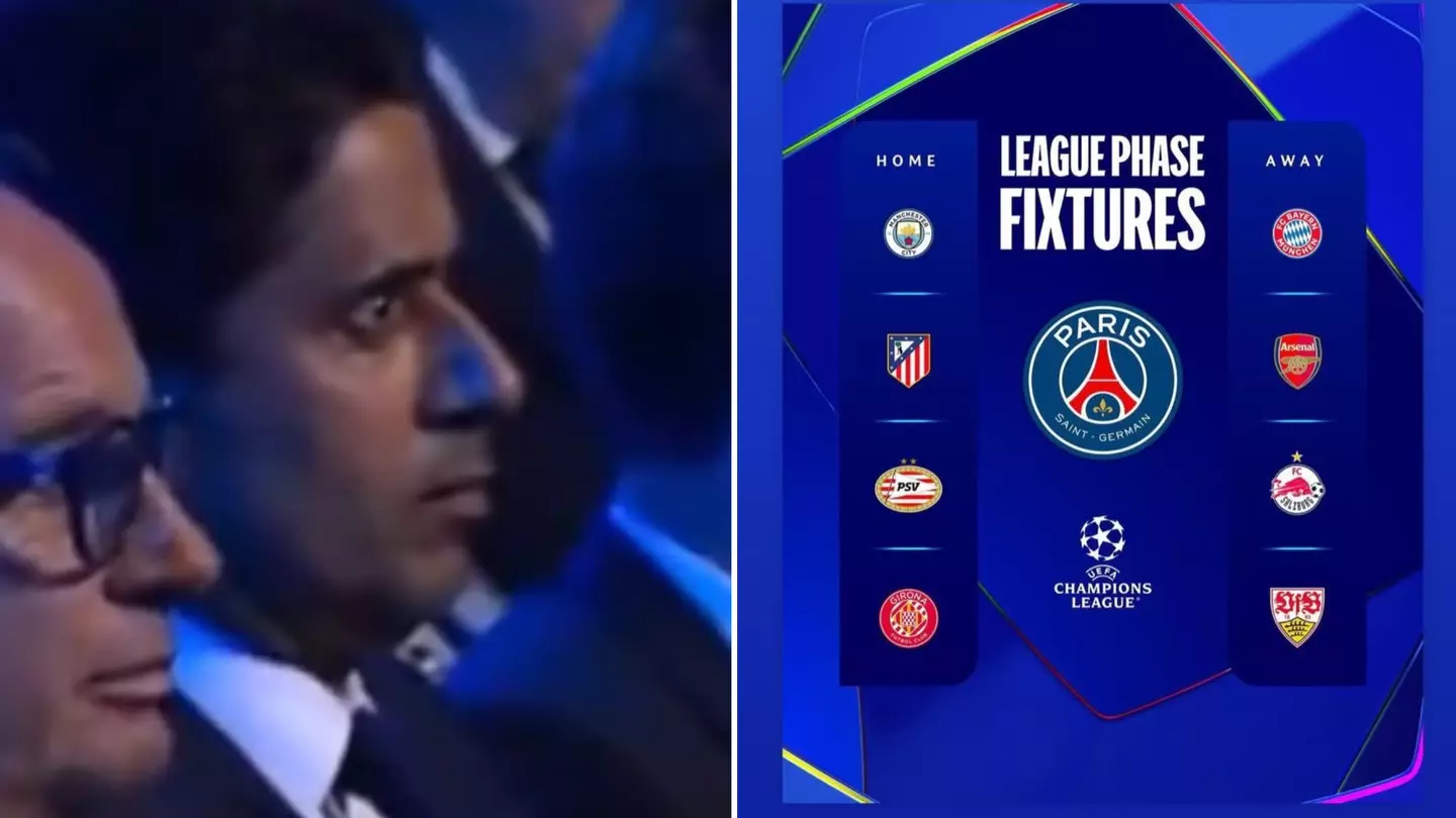 Fans spot PSG president Nasser Al-Khelaifi's reaction to controversial Champions League draw