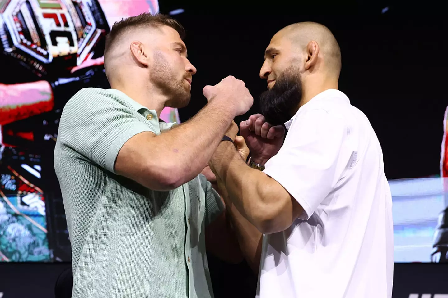 Dricus du Plessis and Khamzat Chimaev will fight in the main event of UFC 319. (Image: Getty)