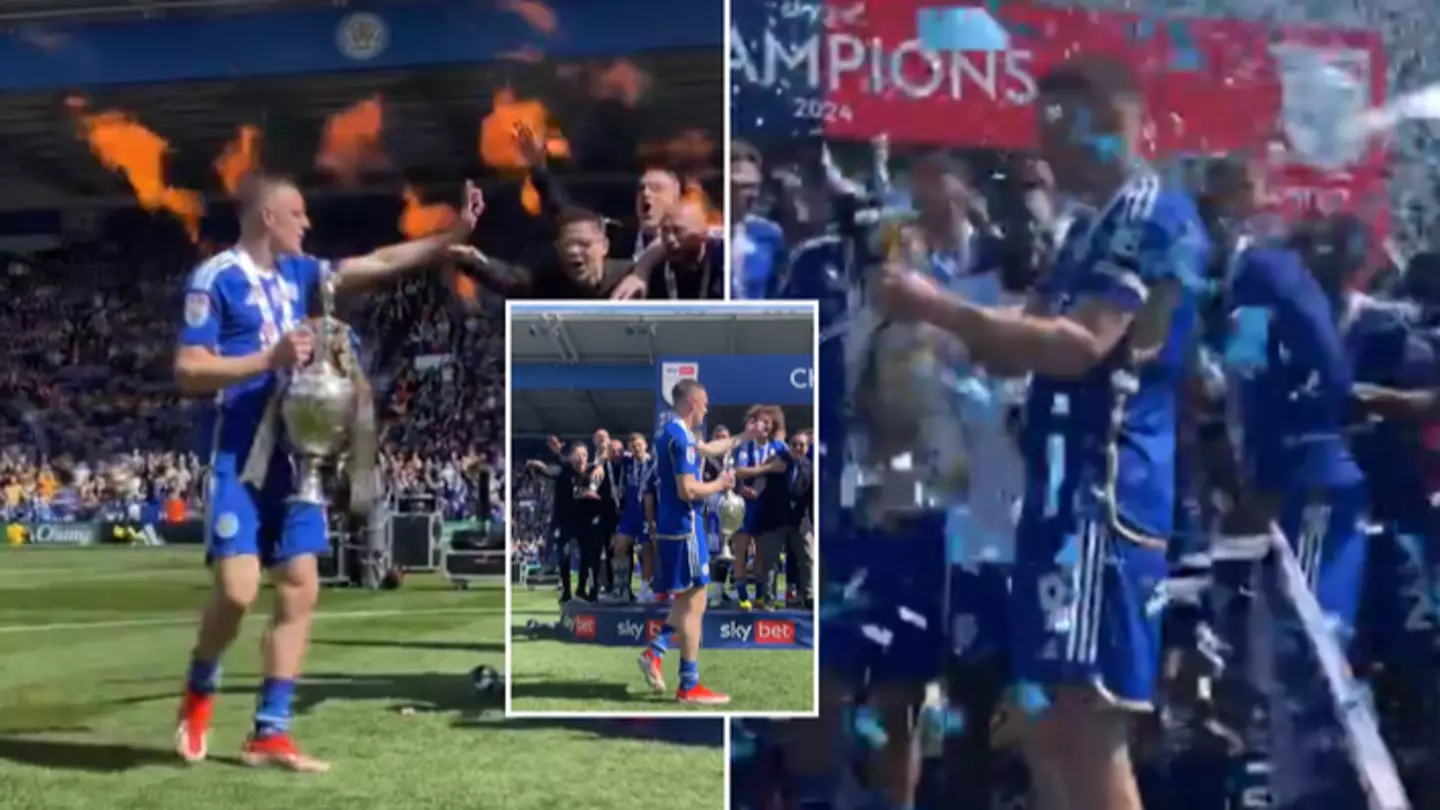 Jamie Vardy refused to lift the Championship trophy until two Leicester City players did it with him