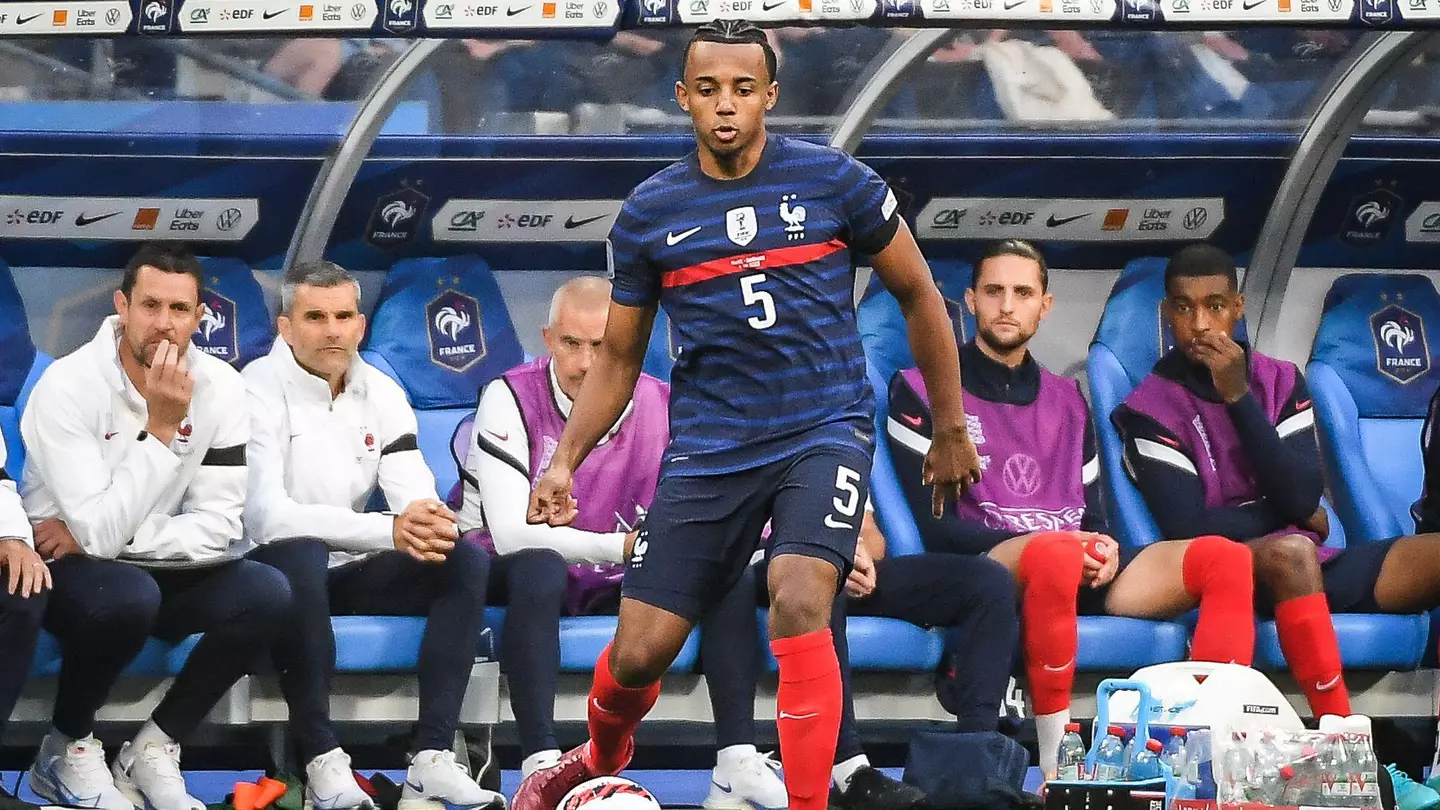 Jules Kounde in aciton for France against Denmark. (Alamy)