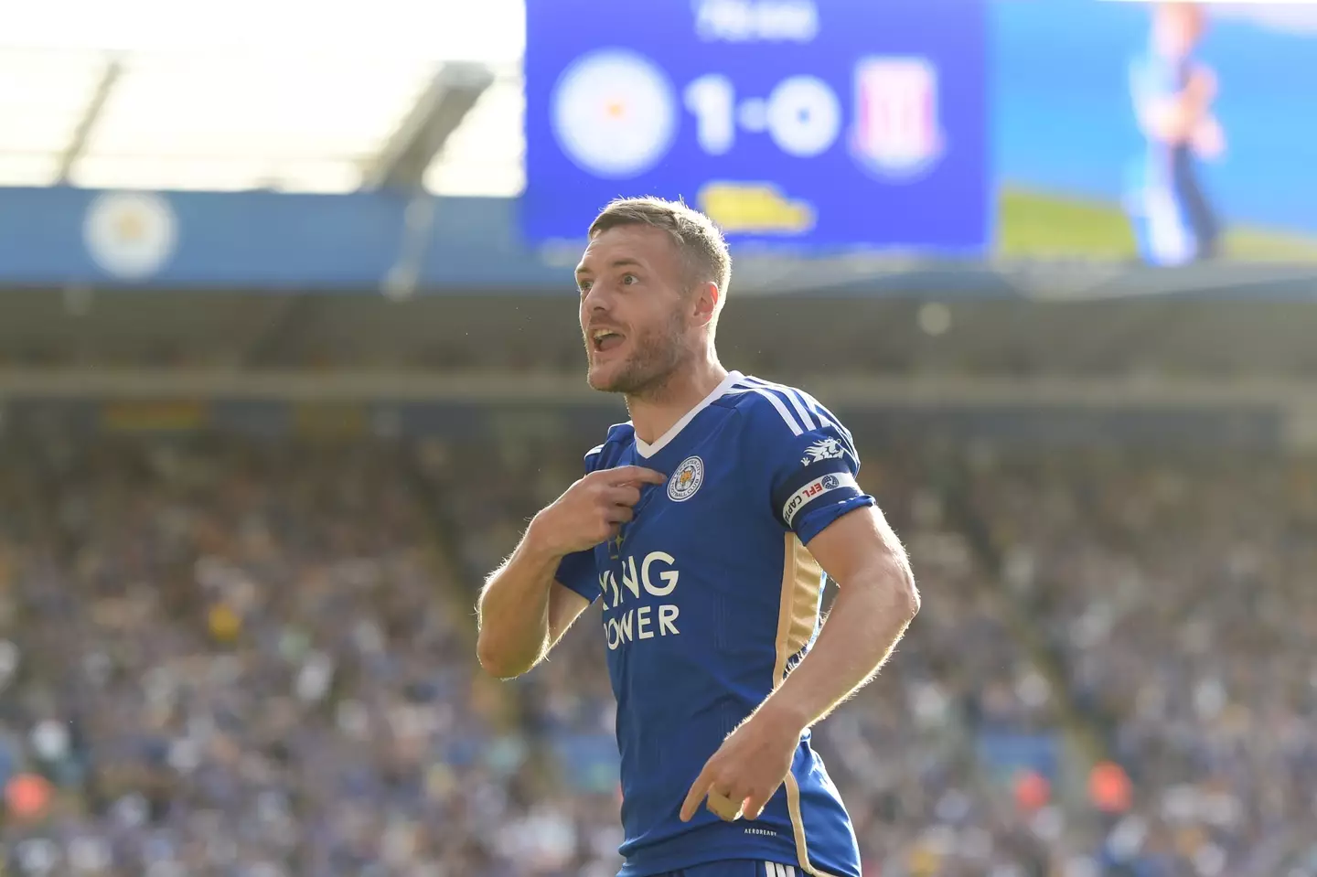 Jamie Vardy in action for Leicester City. Image: Getty