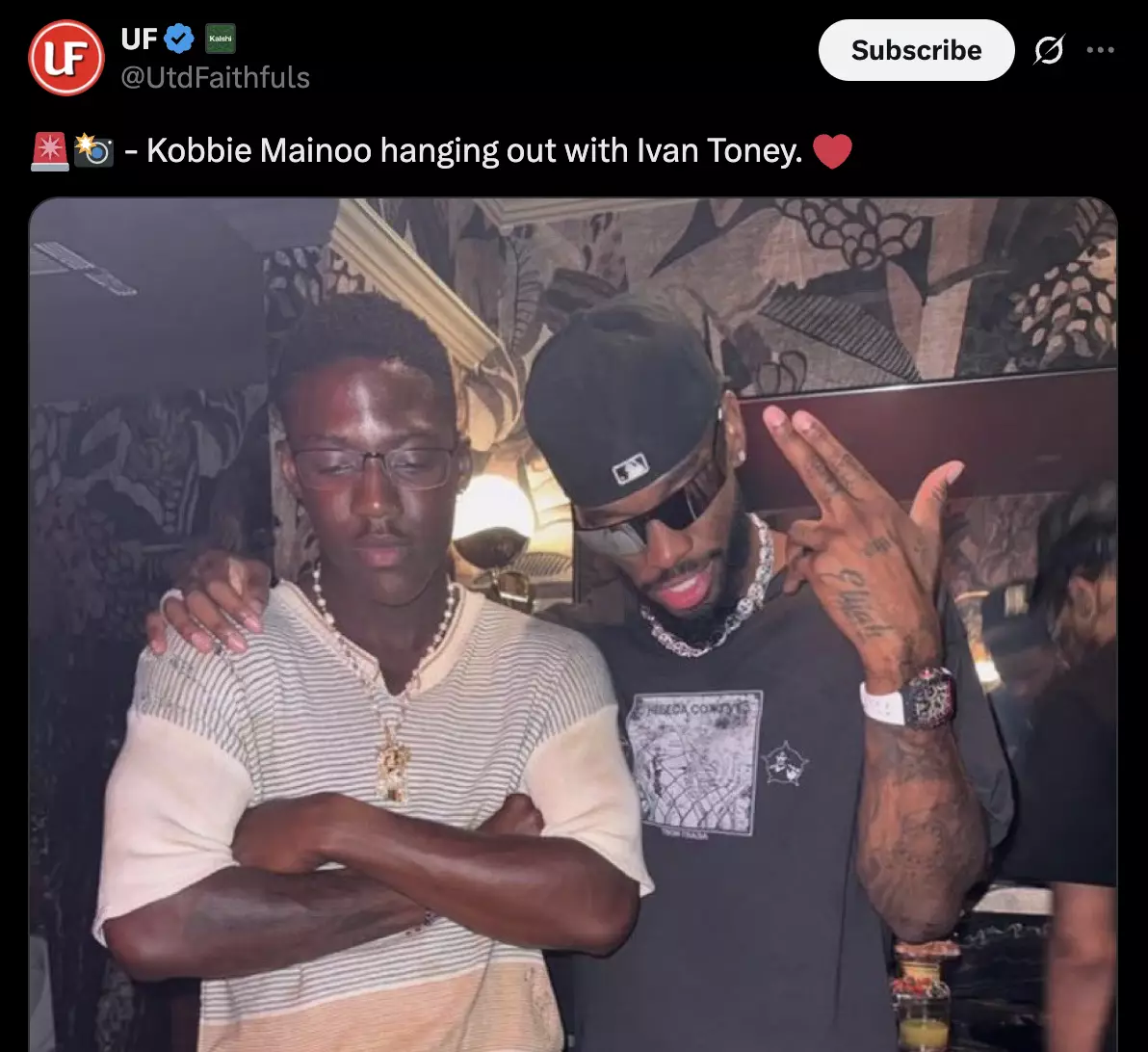 Kobbie Mainoo and Ivan Toney on holiday (Image: Instagram)