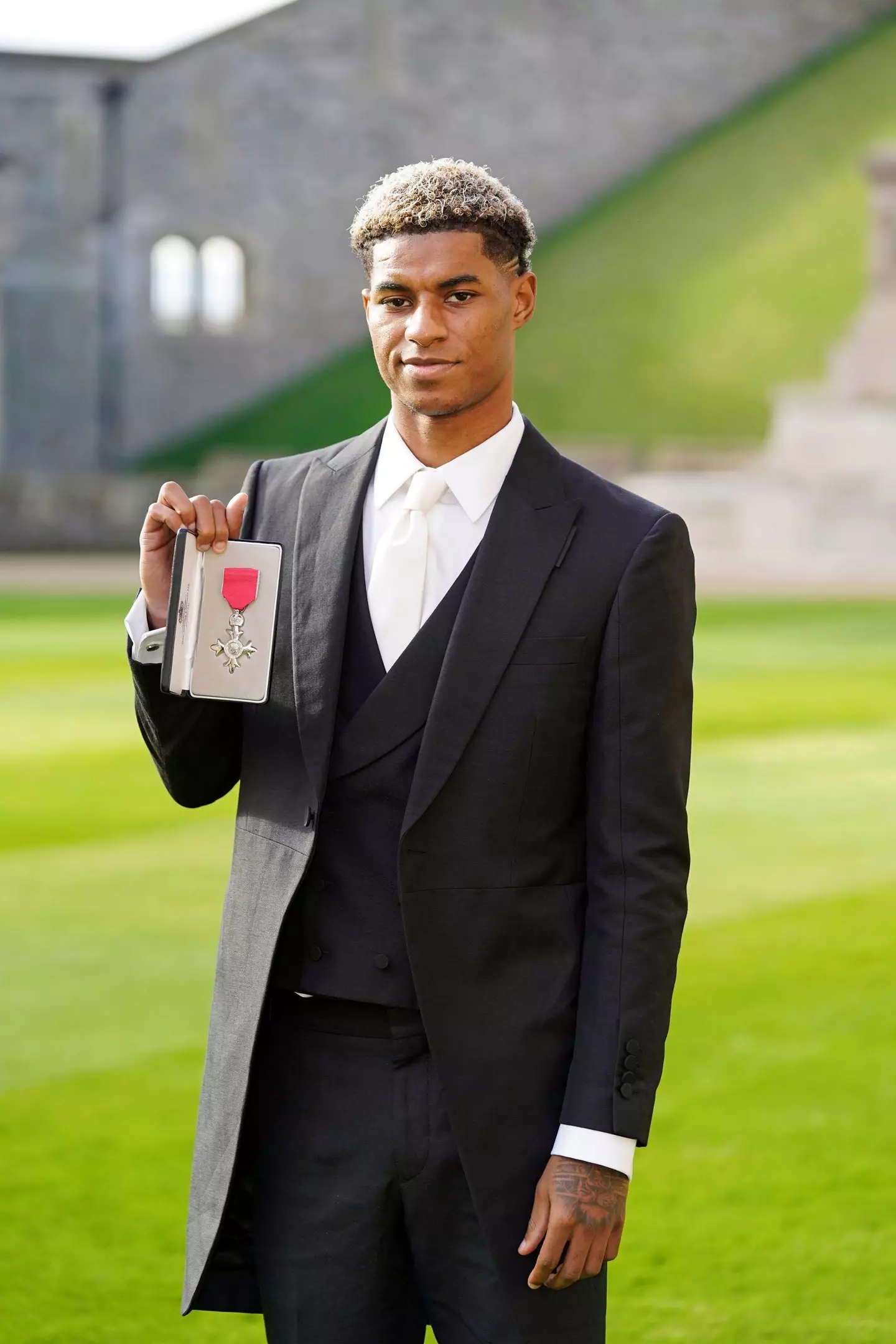 Marcus Rashford was awarded an MBE for  for services to vulnerable children in the UK during the coronavirus pandemic. (Alamy)