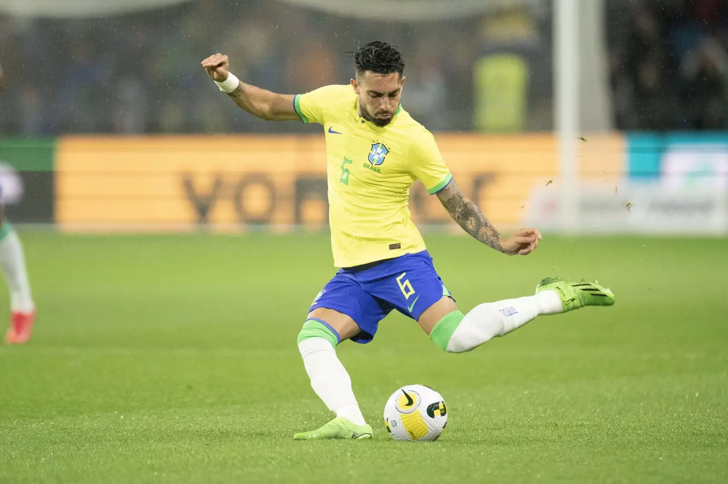 Alex Telles in action for Brazil. Image: Alamy 