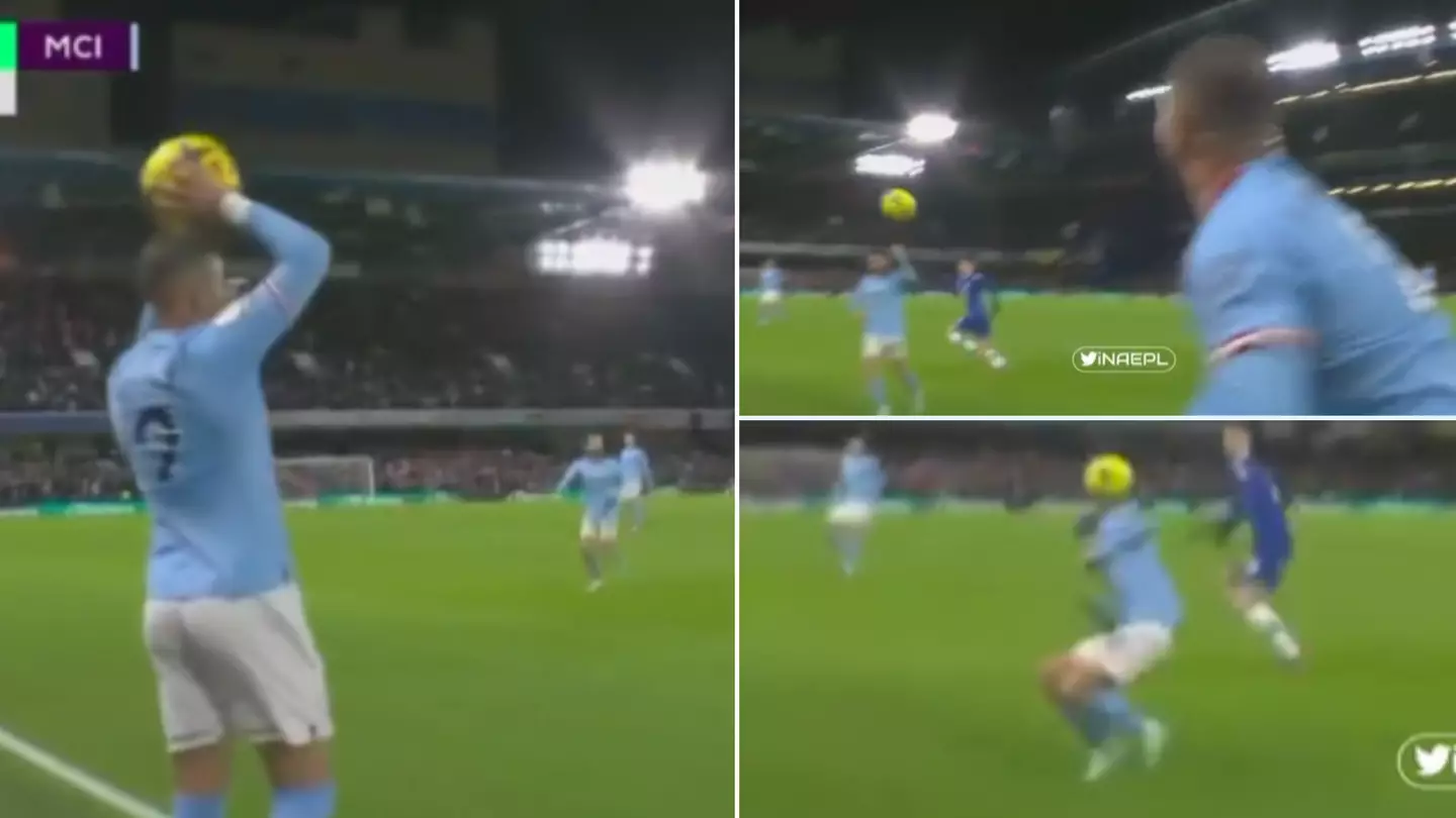 Kyle Walker took a bizarre cannon ball-like throw-in, nearly took Bernardo Silva's head off