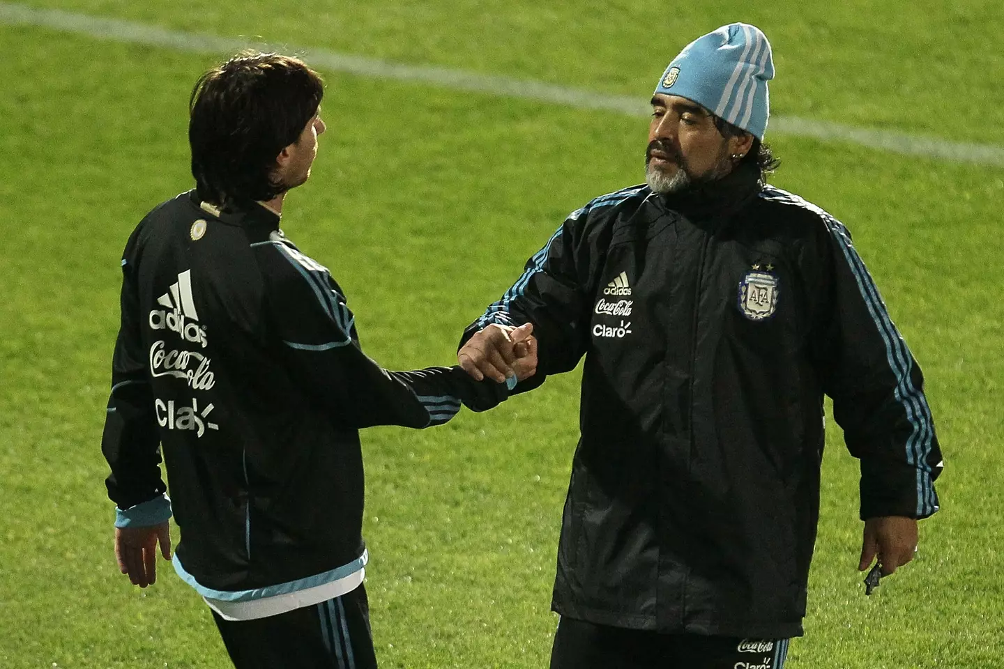 Messi and Maradona in 2010. Image credit: Getty