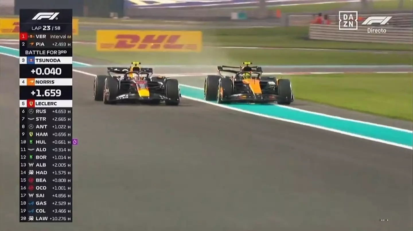 Norris was not penalised for his off-track overtake on Yuki Tsunoda. Image credit: Sky Sports/F1
