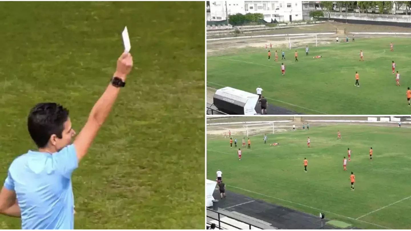 Player shown extremely rare white card by referee in Portuguese match