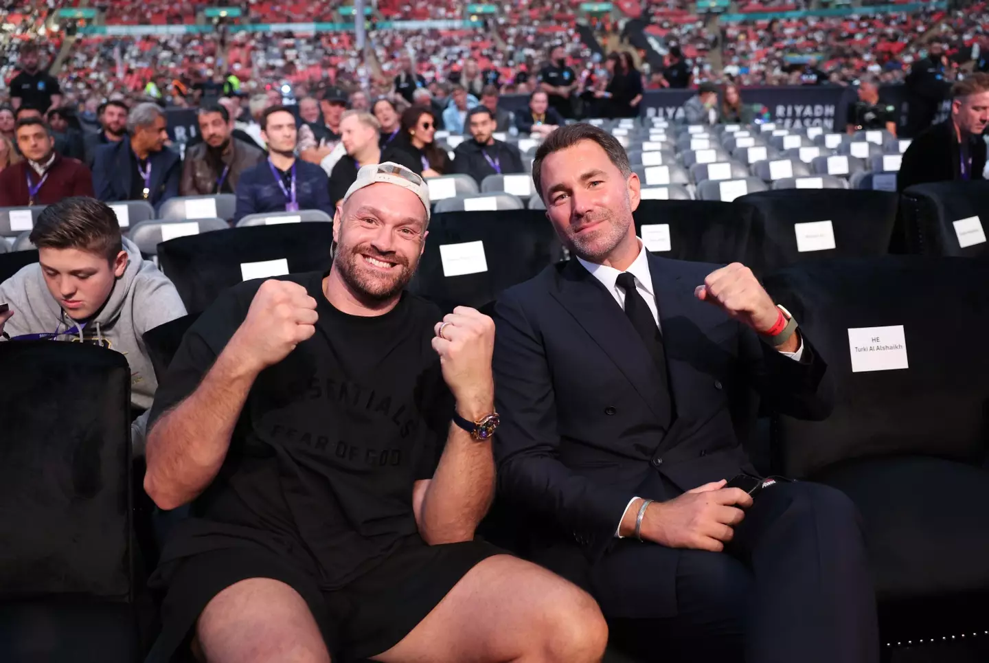 Eddie Hearn with Tyson Fury at the Anthony Joshua vs. Daniel Dubois. Image: Getty