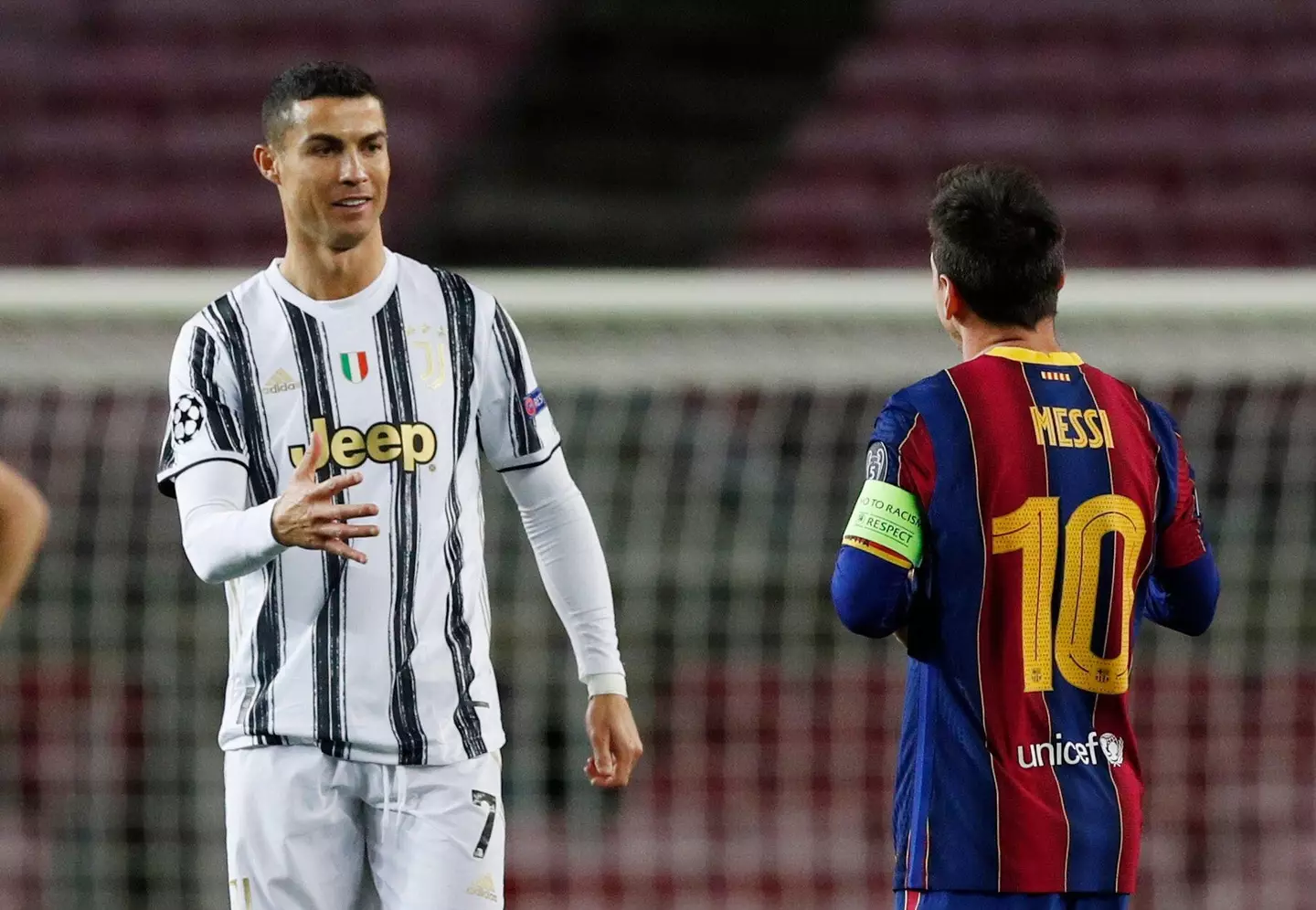 Even Ronaldo enjoys watching Messi. Image: Alamy
