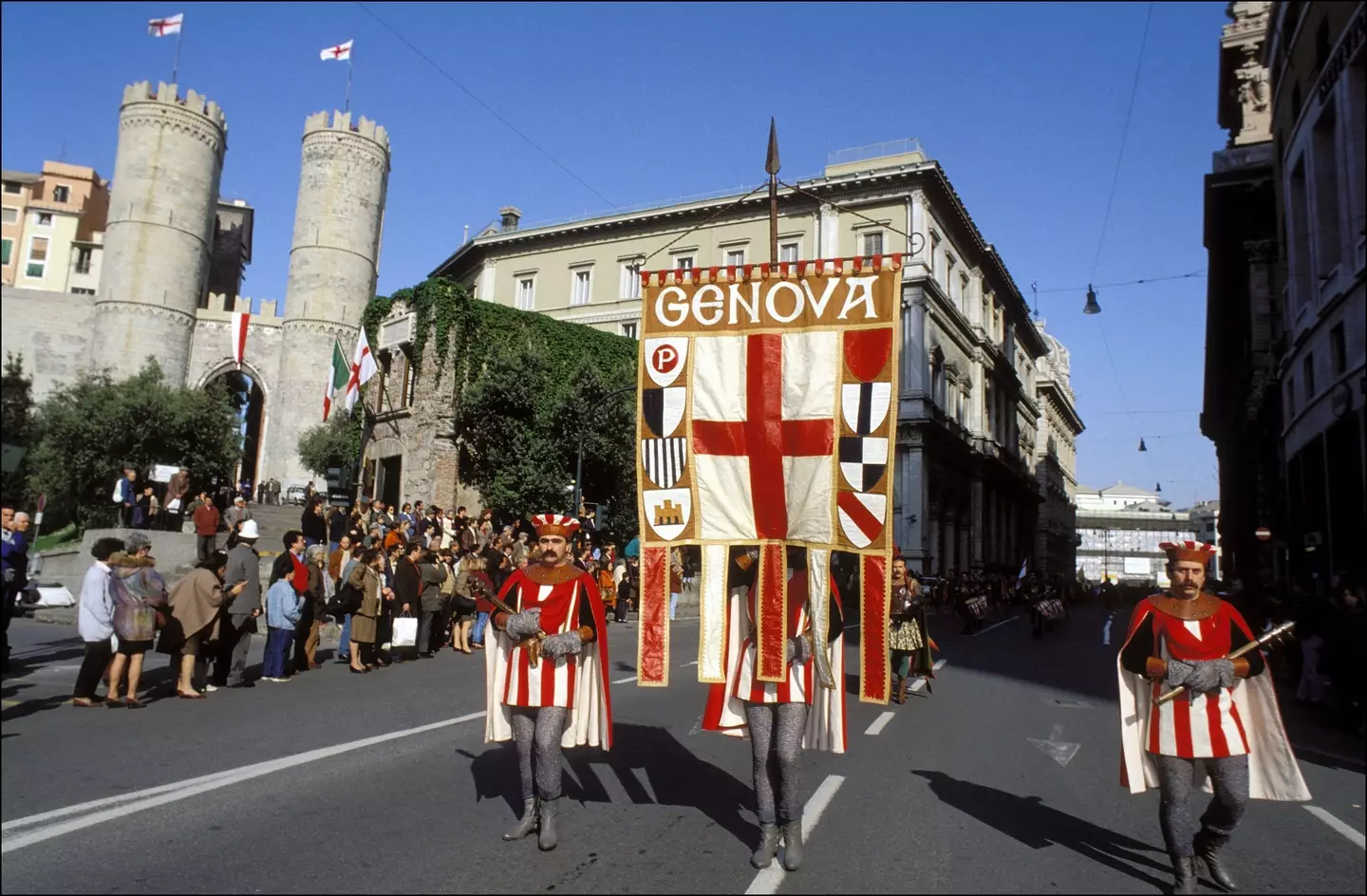 Genoa first adopted the flag and St George as its patron saint in 1190 during the Crusades (Getty)