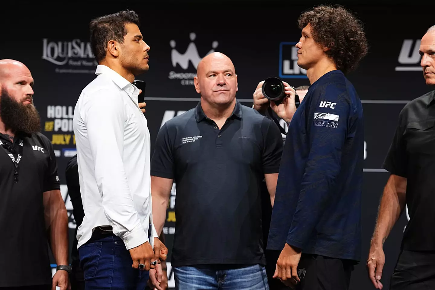 Paulo Costa and Roman Kopylov faced off after the press conference. (Image: Getty)