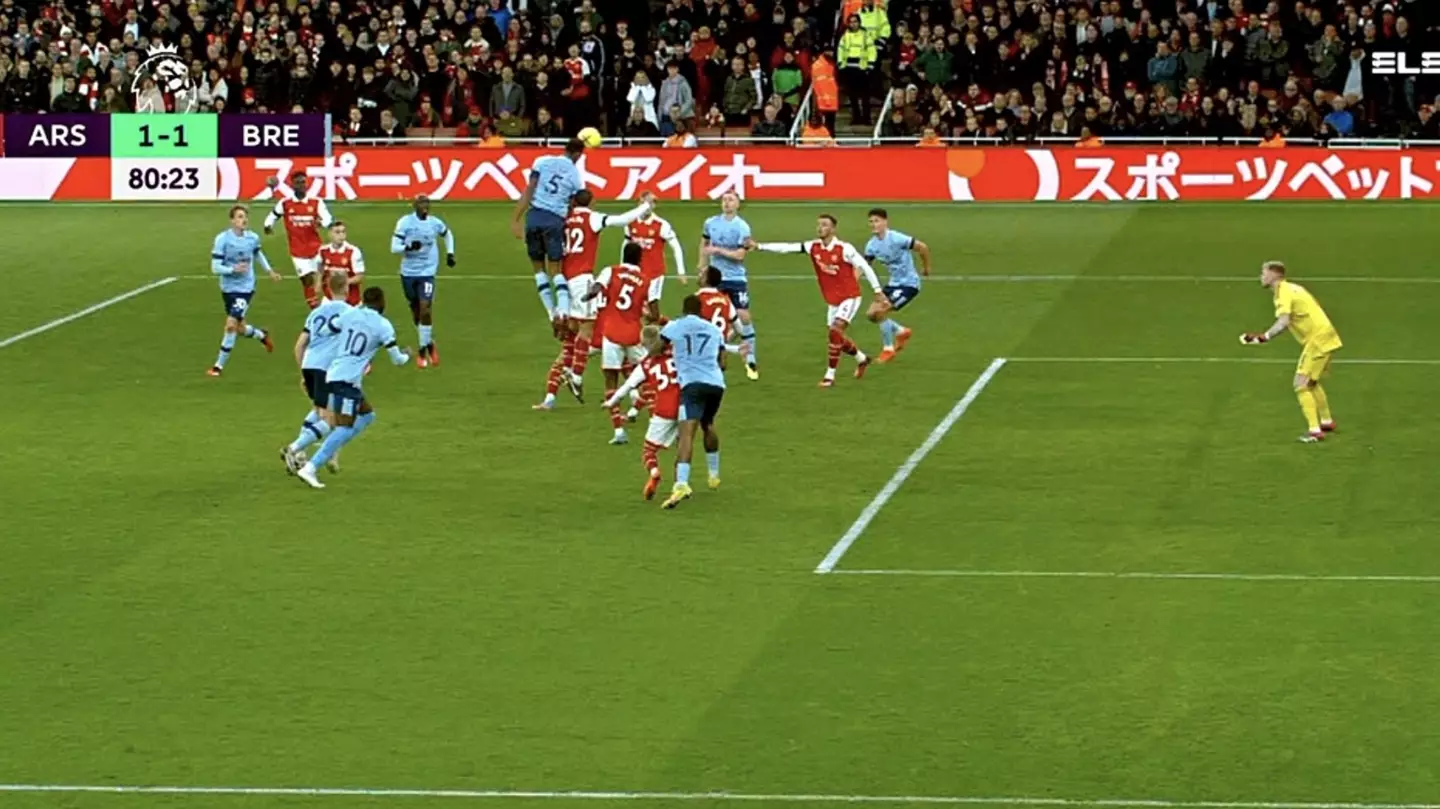 Christian Norgaard in an offside position for Brentford's goal. Image: Premier League 