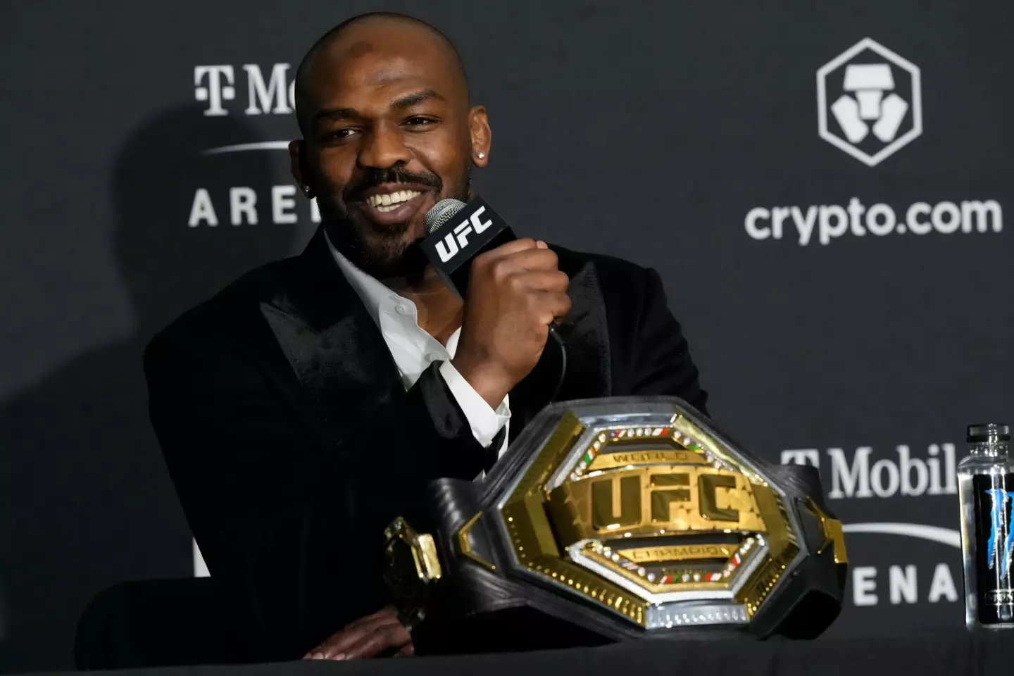 Jon Jones with the UFC heavyweight title following his victory over Ciryl Gane. Image: Alamy 