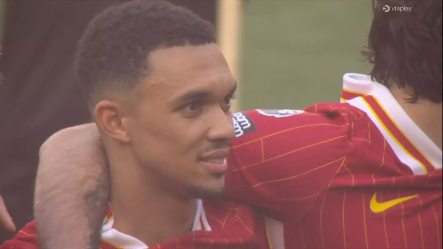 Trent Alexander-Arnold during 'You'll Never Walk Alone' after Liverpool's Premier League title triumph. Image: Sky Sports