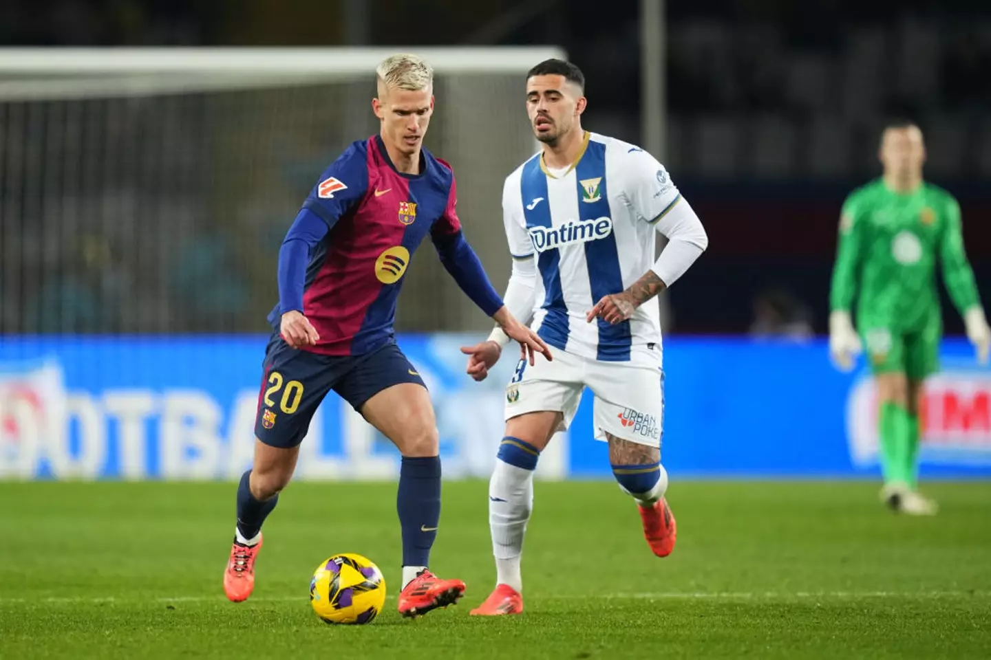 Dani Olmo could leave Barcelona for free next month (Image: Getty)