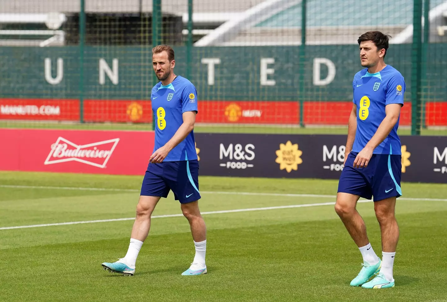 Kane with United defender Harry Maguire. Image: Alamy