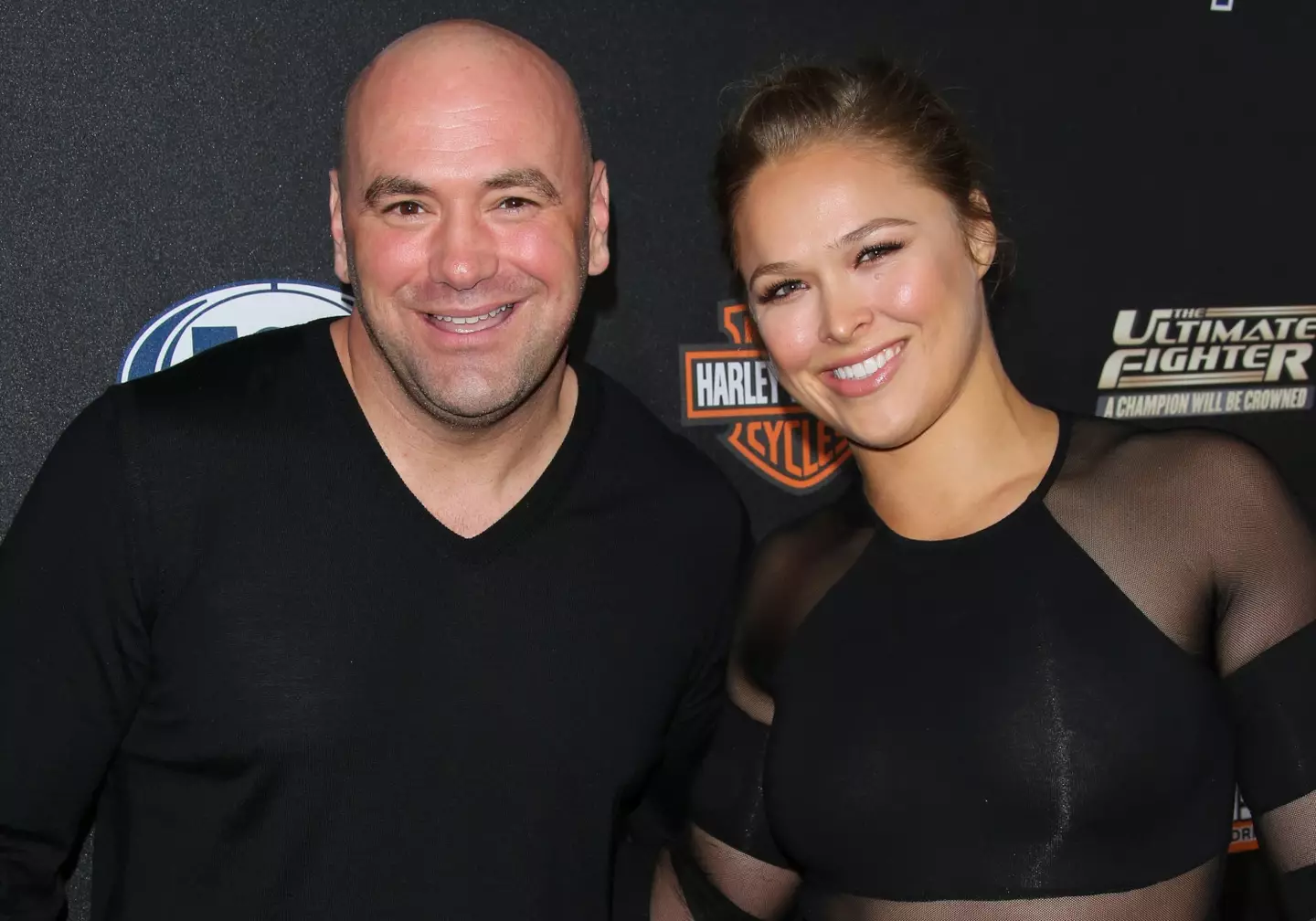 Dana White and Ronda Rousey at a red carpet event. Image: Getty