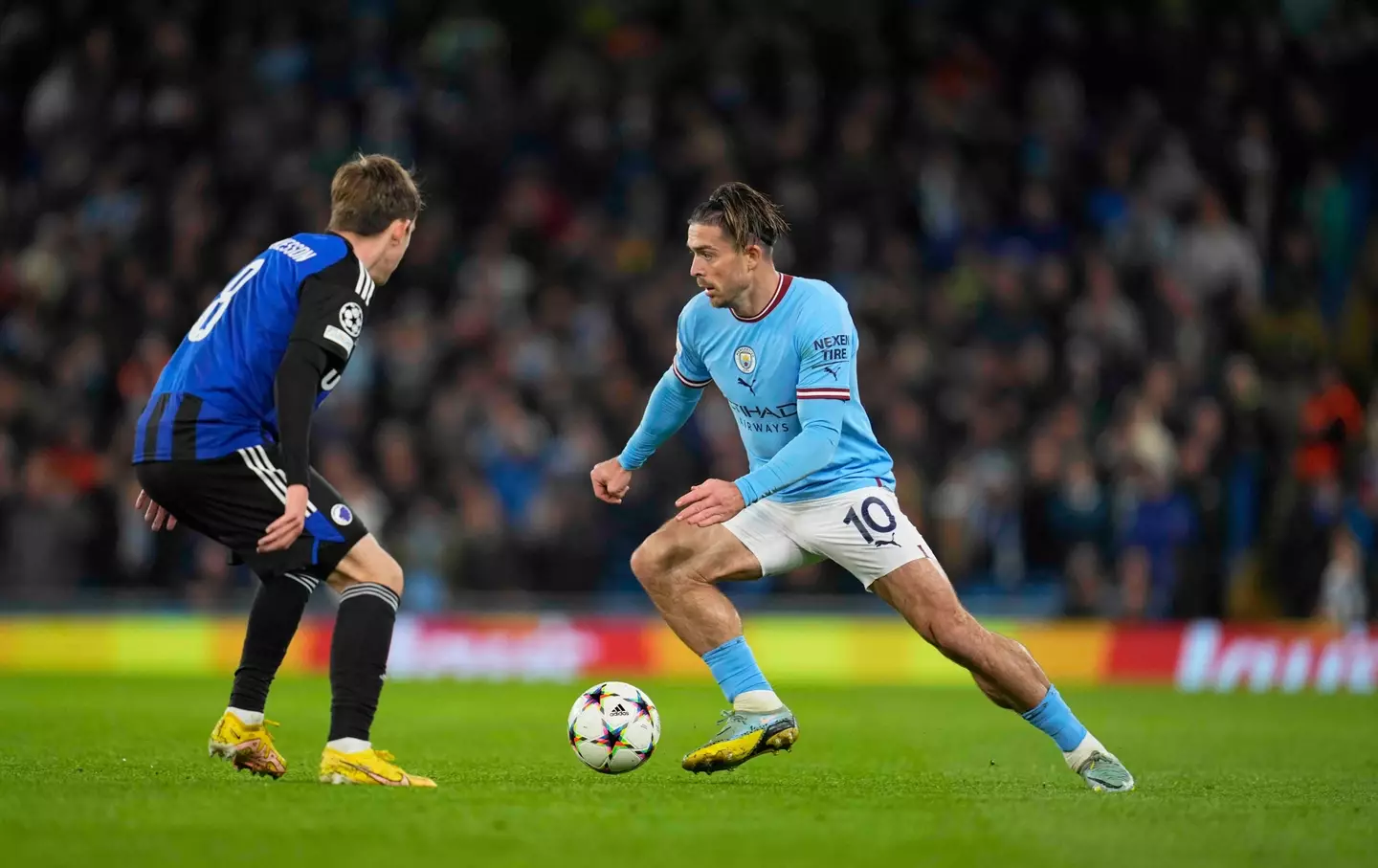 Grealish in action against FC Copenhagen in the Champions League earlier this month. (Image