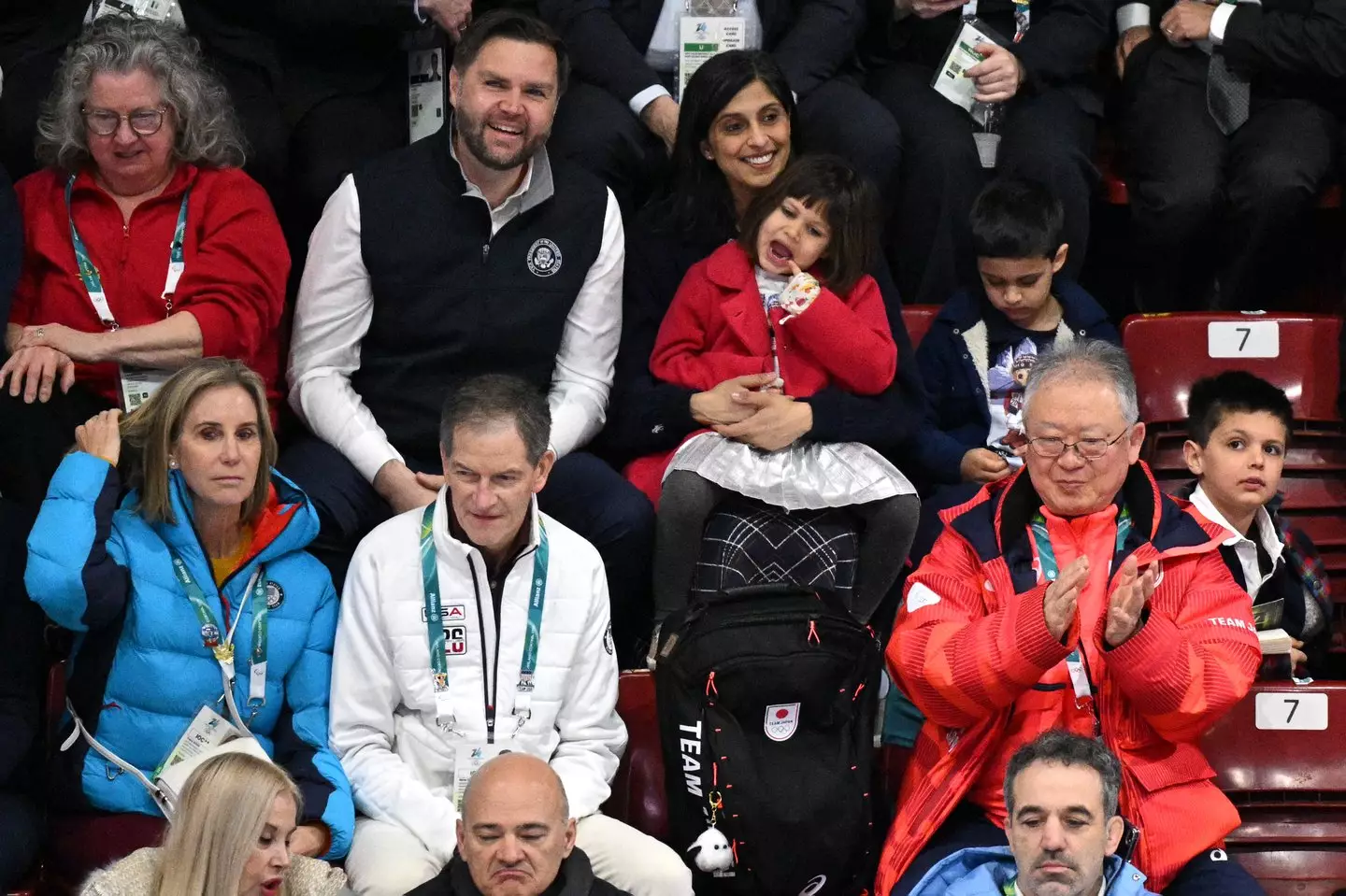 JD Vance was in attendance for the US women's hockey opener. Image: Getty