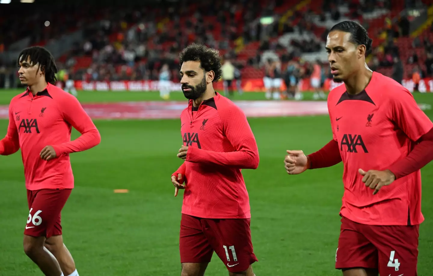 Trent Alexander-Arnold, Virgil van Dijk and Mohamed Salah are all out of contract at the end of the season. Image: Getty