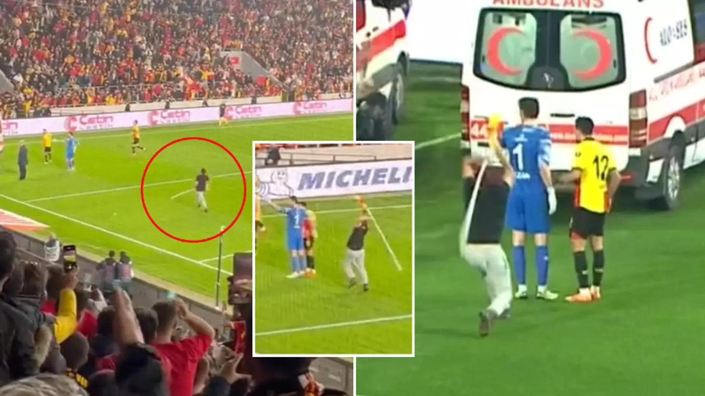 Goztepe vs Altay in Turkey interrupted by fan attacking goalkeeper with the corner flag