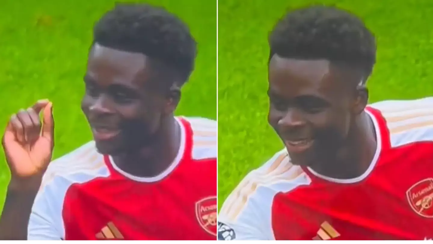 Bukayo Saka mimics James Maddison's 'darts' celebration after Arsenal's opener against Tottenham