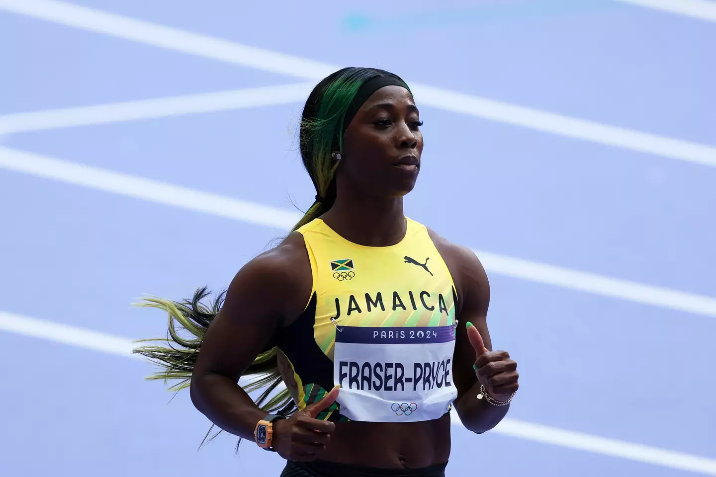 Shelly-Ann Fraser-Pryce of Jamaica at the Olympics in Paris