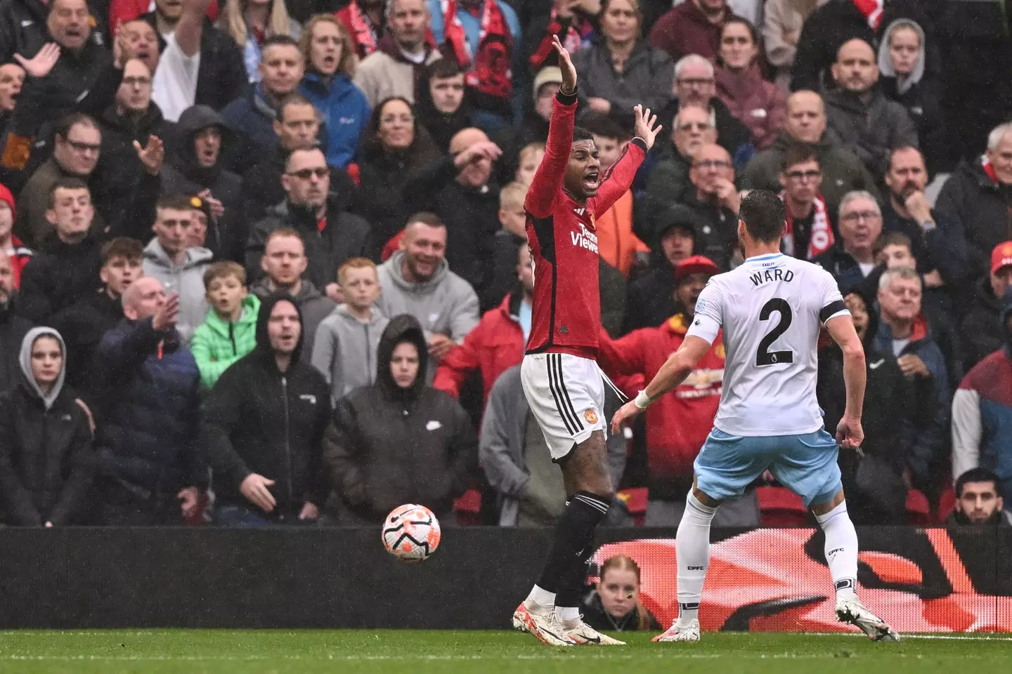 Marcus Rashford appeals for a penalty against Crystal Palace (