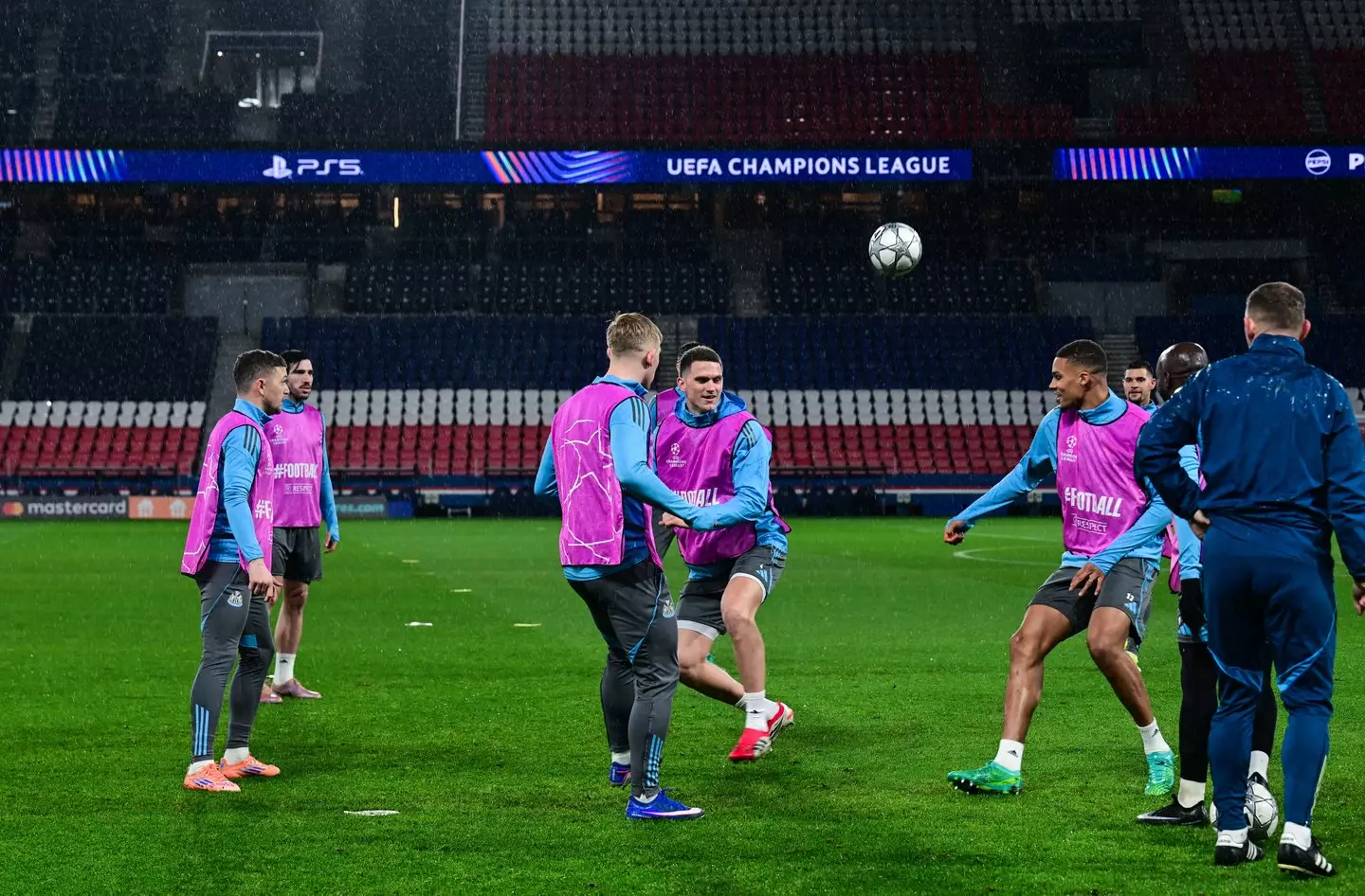 Newcastle players train ahead of their clash against PSG. Image credit: Getty