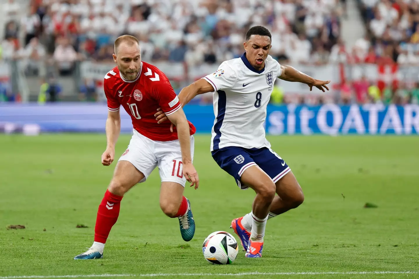 Trent Alexander-Arnold in action against Denmark. Image: Getty