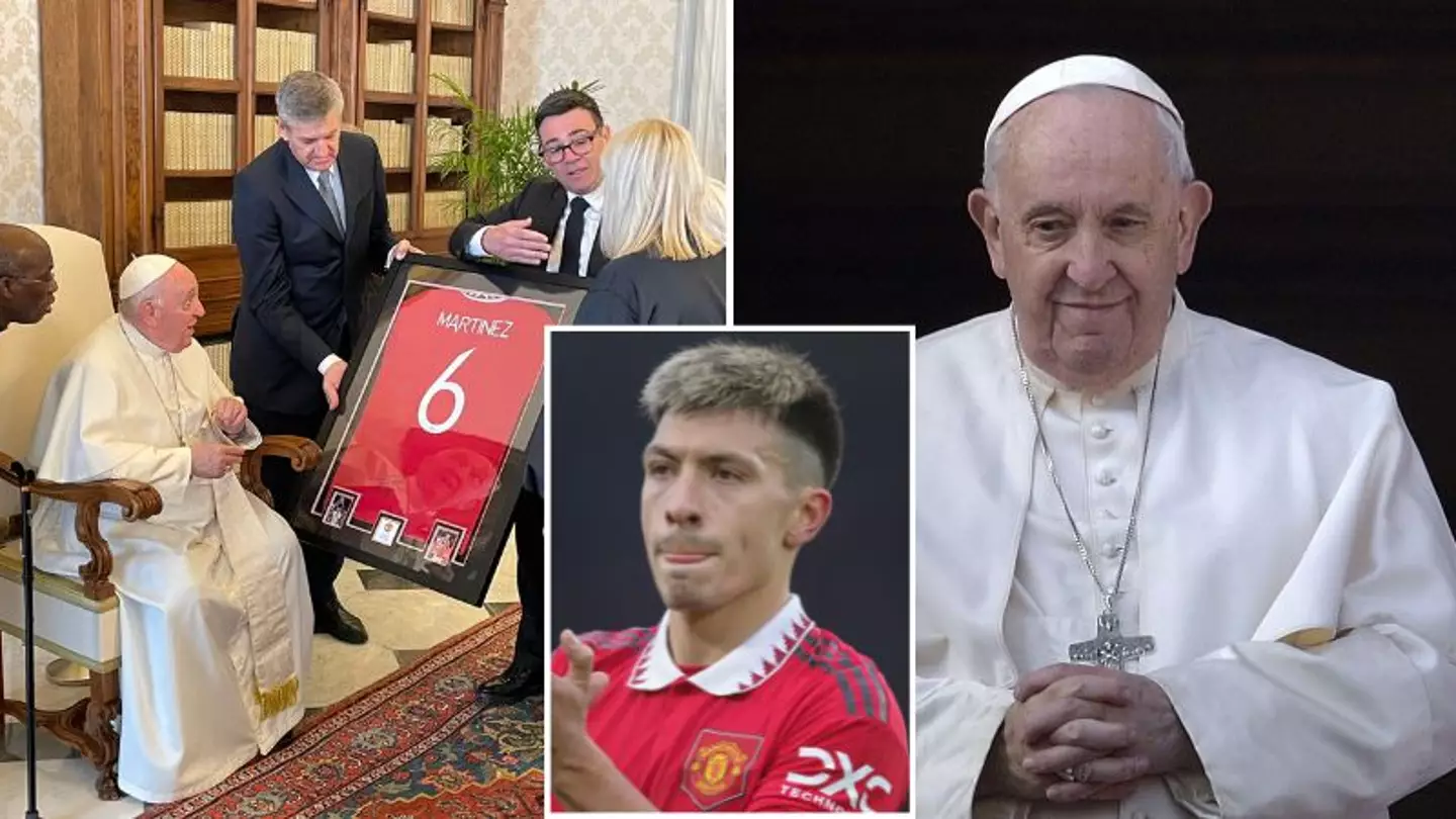 The Pope presented with Man Utd shirt signed by 'The Butcher' Lisandro Martinez
