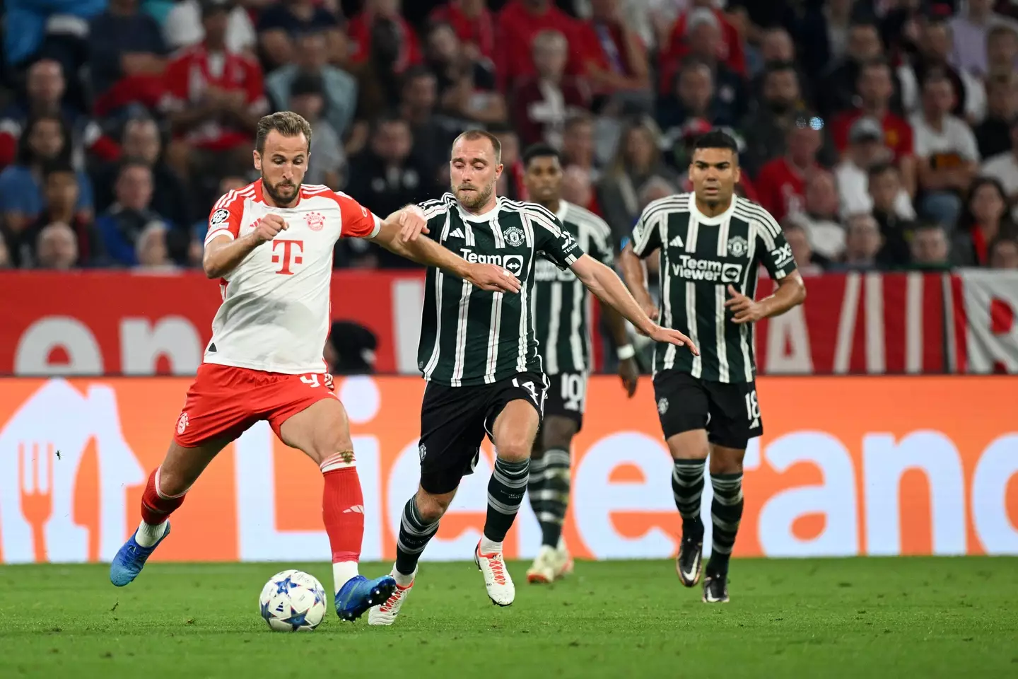 Christian Eriksen in action against Bayern Munich. Image: Getty