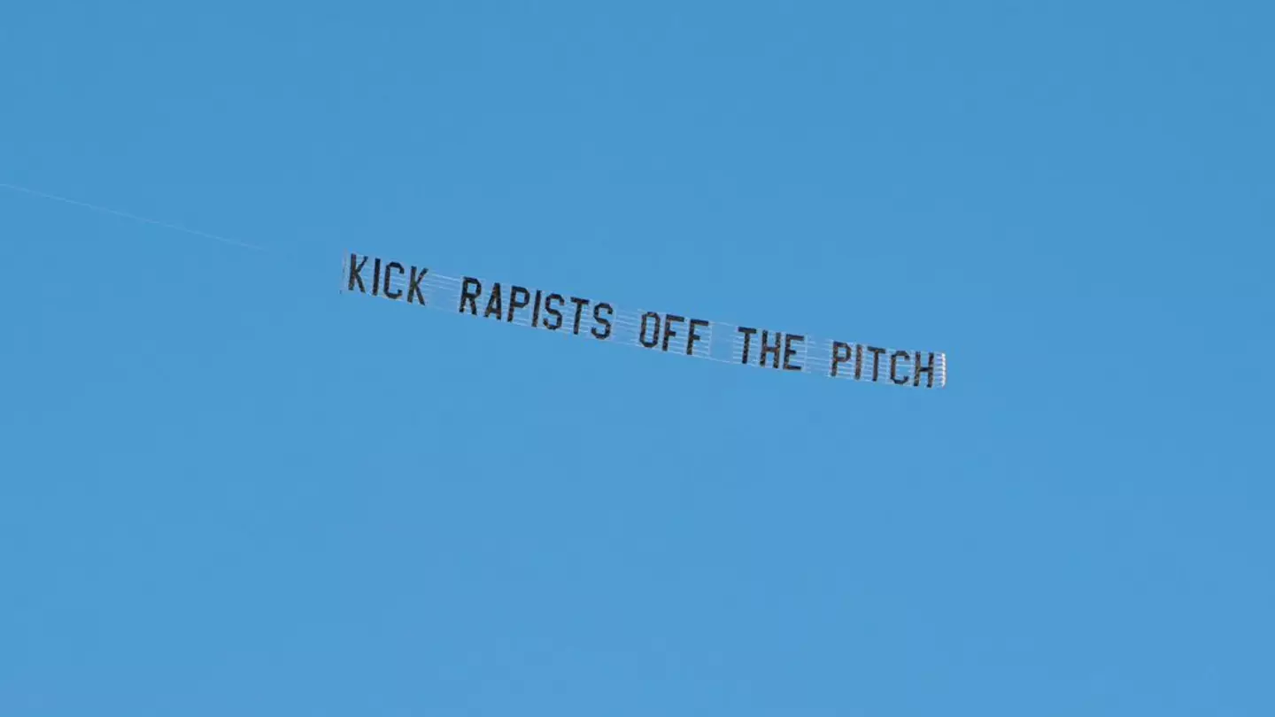 Banner flown over Crystal Palace vs Arsenal calls for football to 'Kick Rapists Off The Pitch'
