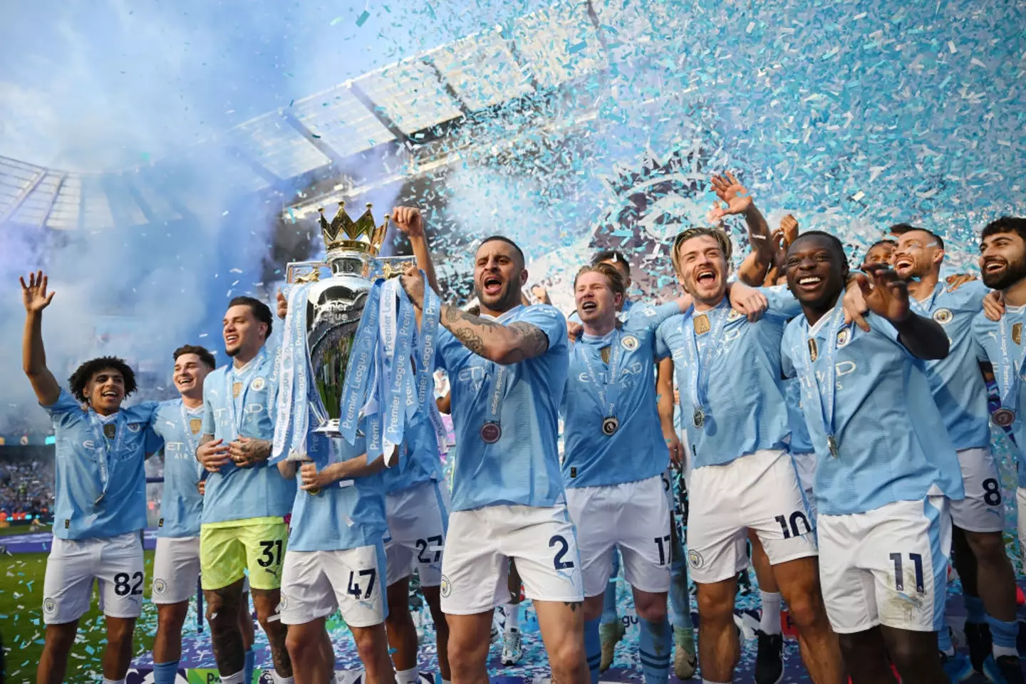 Man City won the Premier League for a fourth consecutive season in the 2023/24 campaign (Image: Getty)