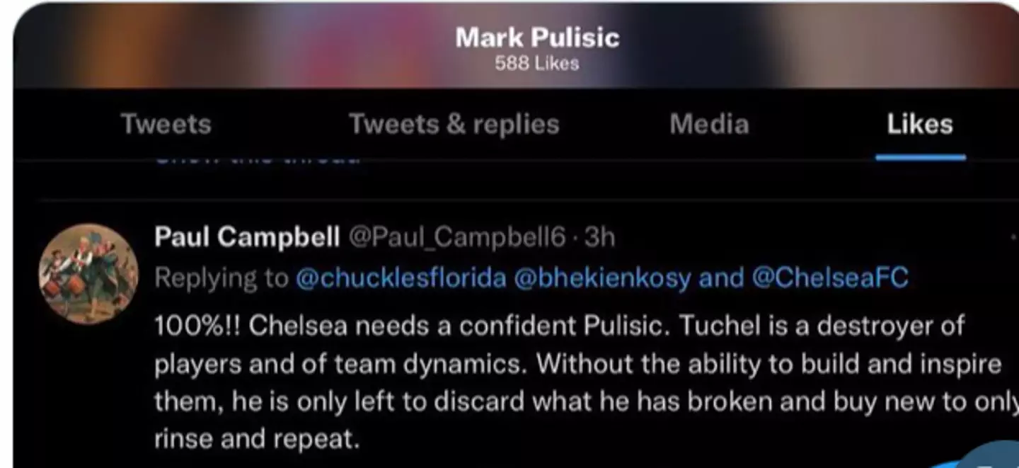 Christian Pulisic's dad 'likes' tweets after Chelsea's loss to Leeds. (Twitter)