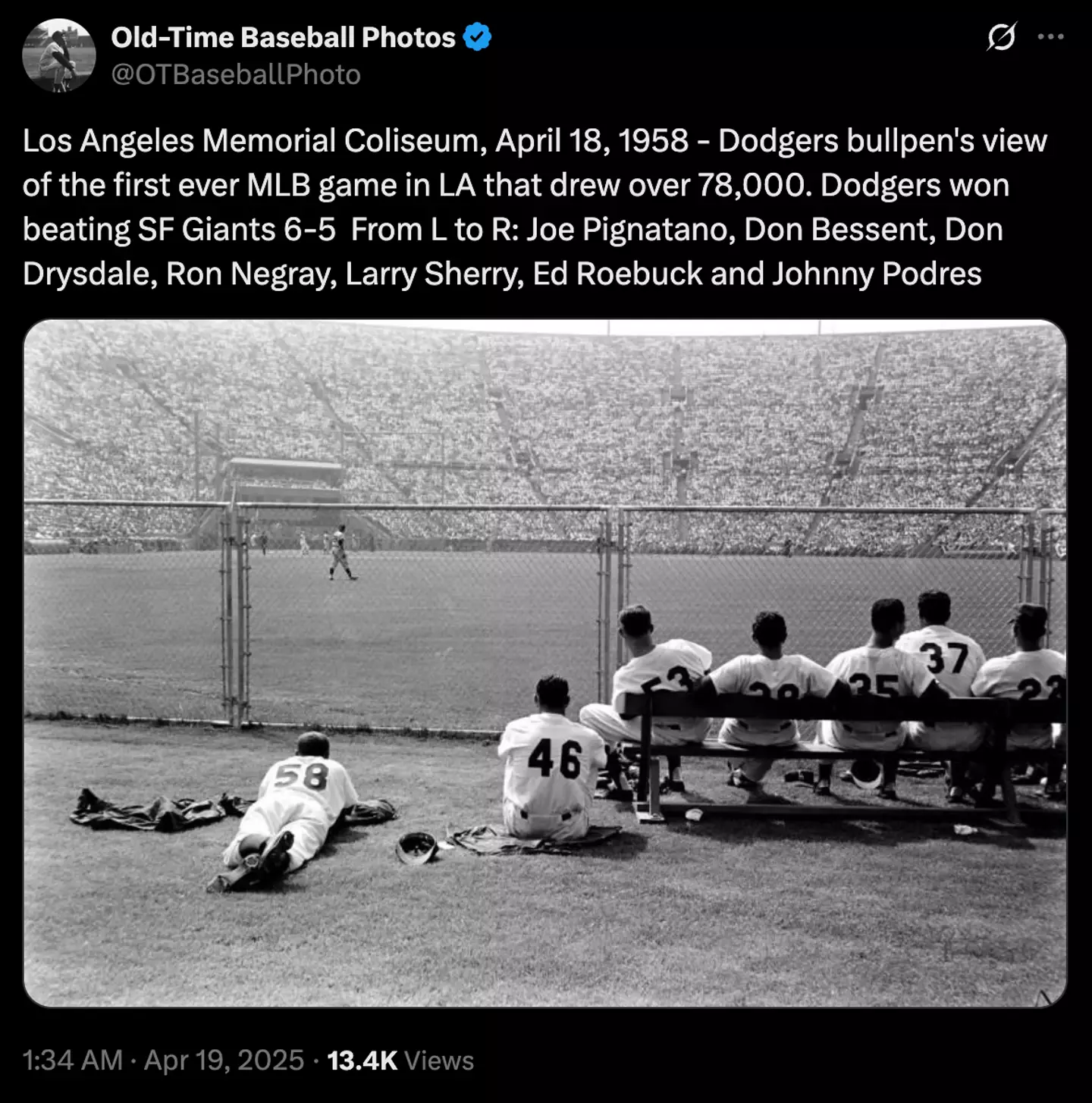 The Los Angeles Memorial Coliseum pictured in 1958 (Image: Twitter)